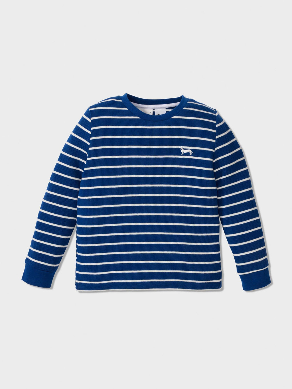 Jnr Boys Waffle Stripe Long Pj Set Navy image 4