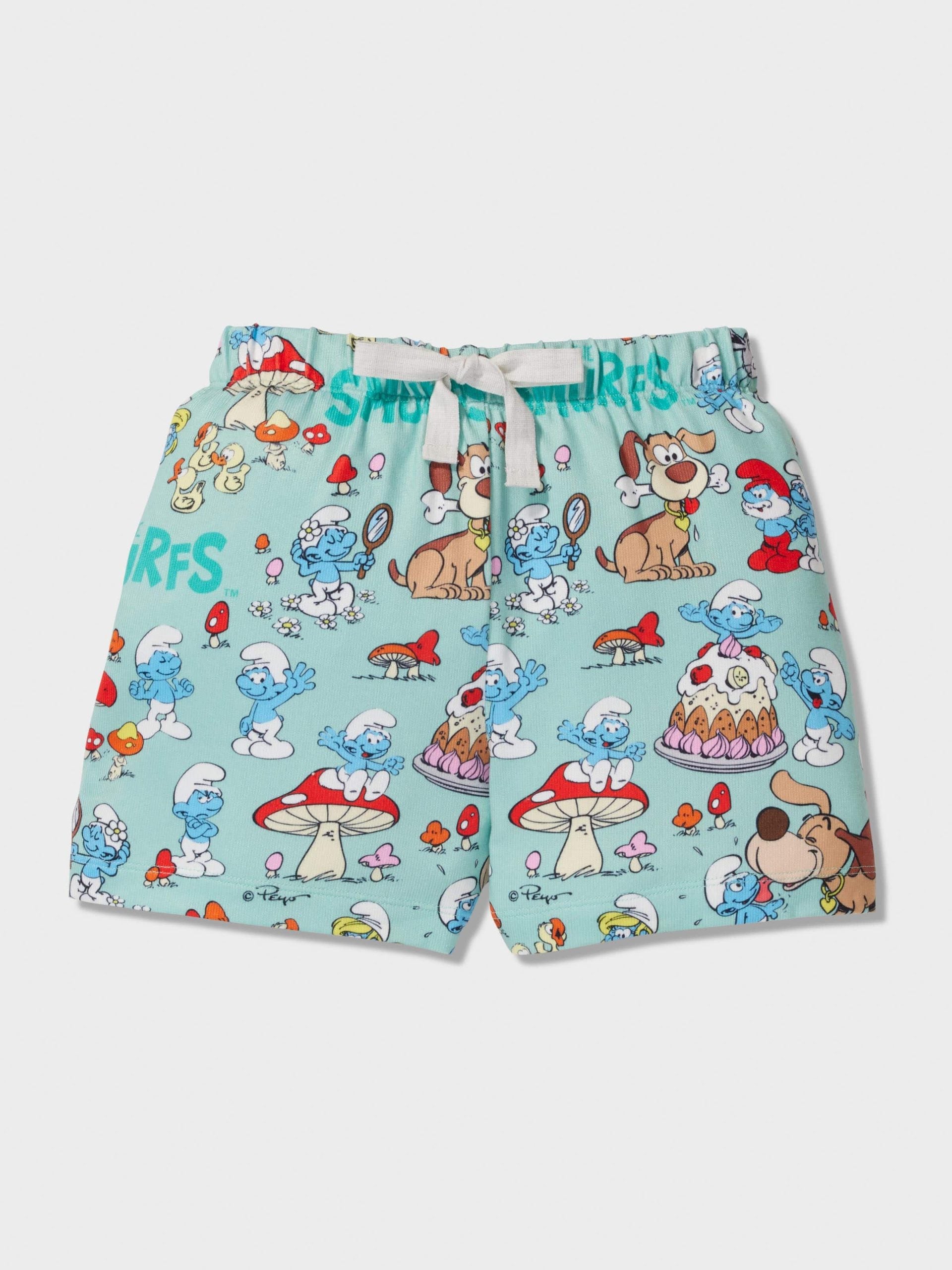 Jnr Boys Smurfs Shortie Pj Set multi image 1