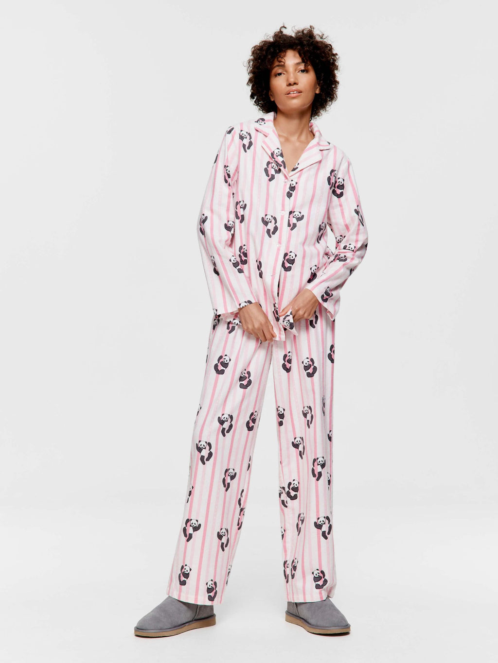 Panda Stripe Classic Flannelette Pj Set multi image 3