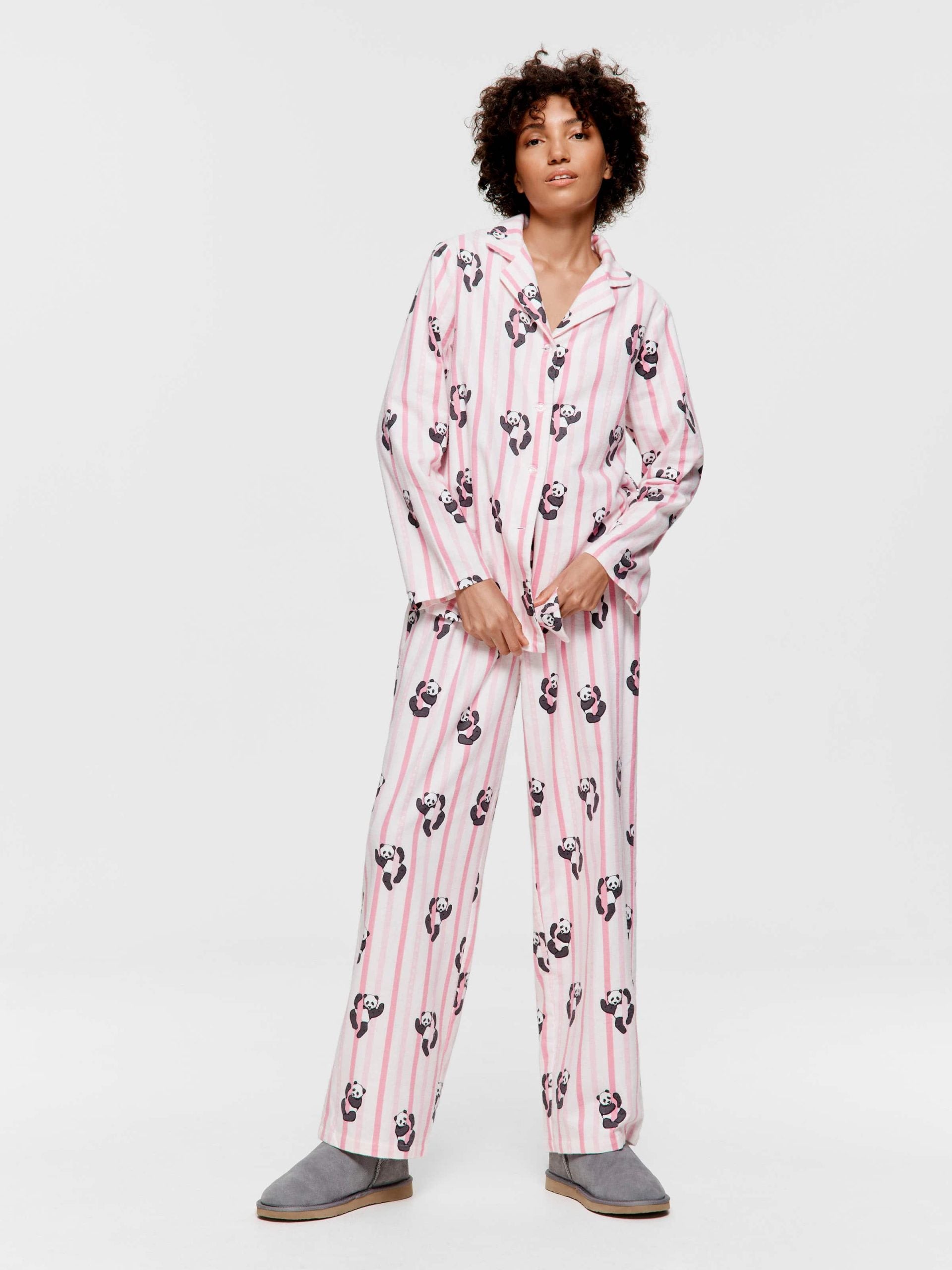 Panda Stripe Classic Flannelette Pj Set multi image 3