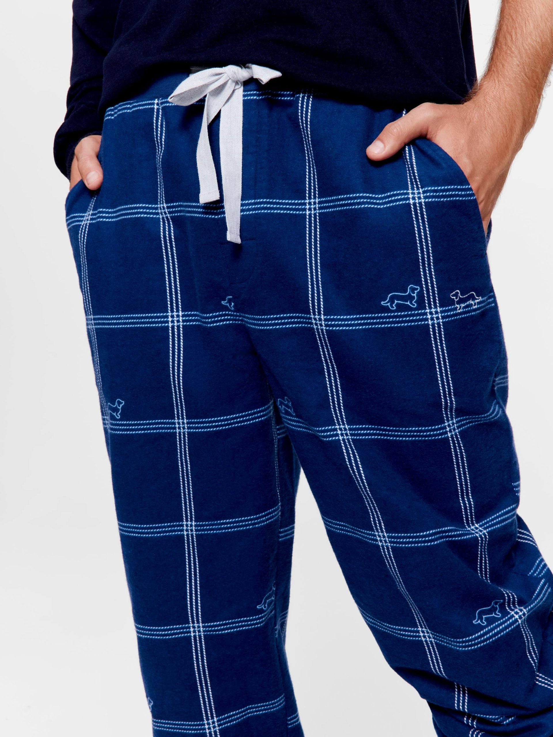 Navy Windowpane Flannelette Pj Pant multi image 2