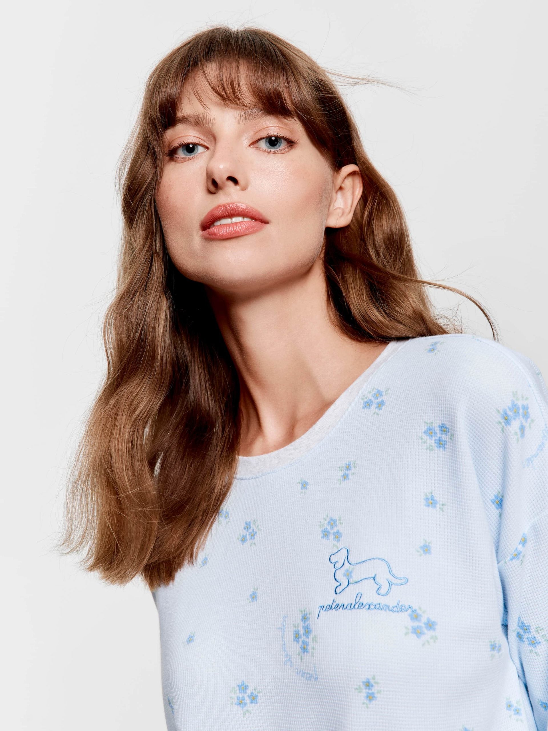 Floral Waffle Pj Set blue image 3