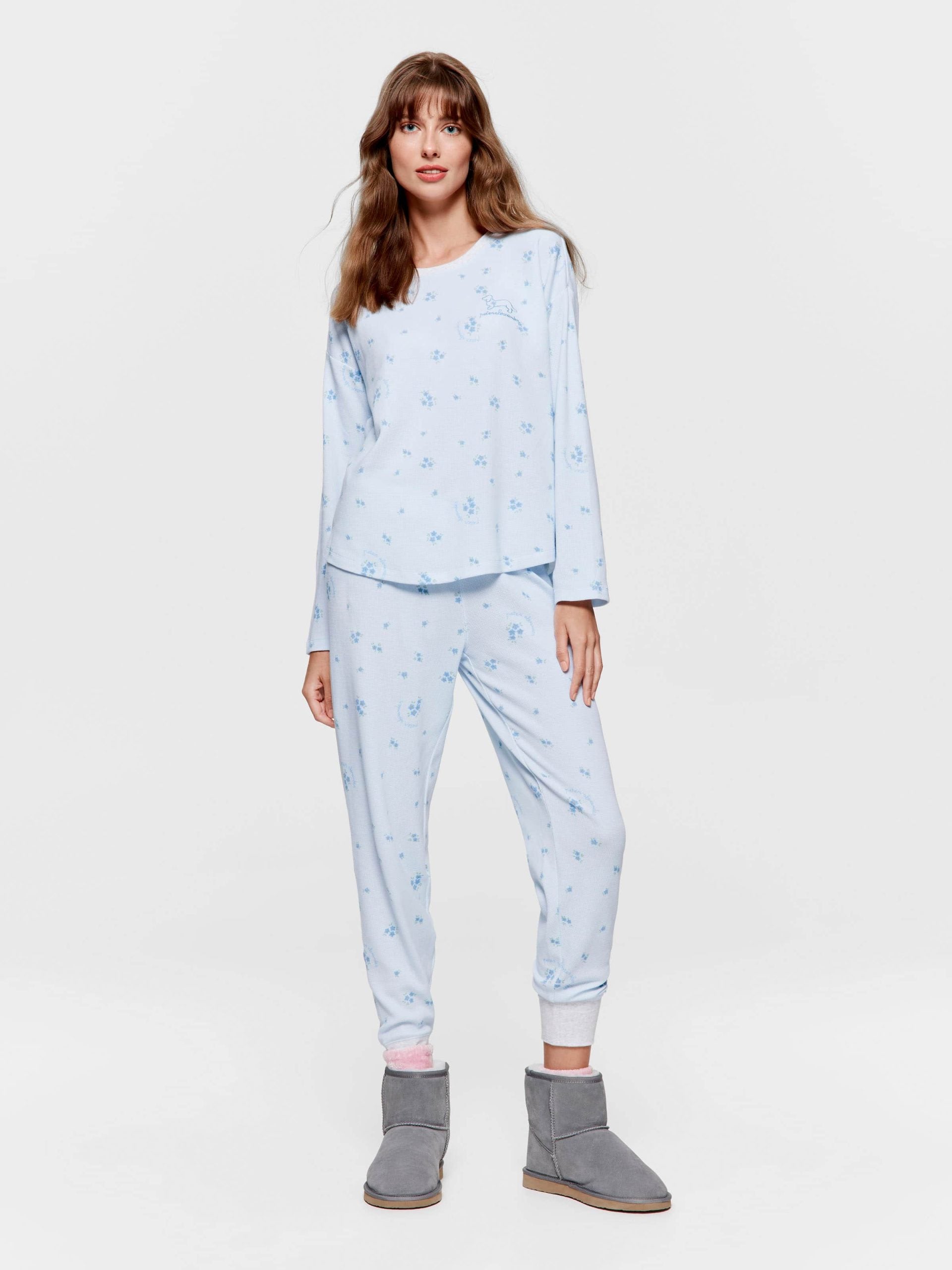 Floral Waffle Pj Set blue image 1