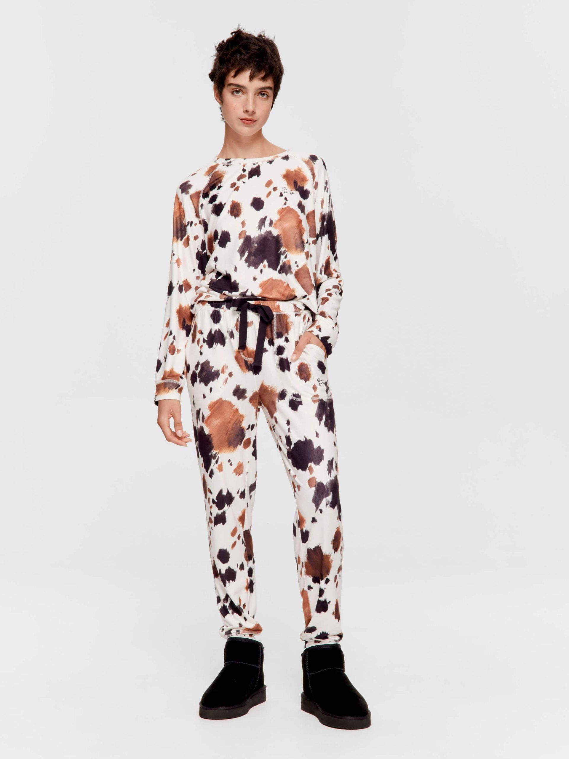 Cow Plush Easy Pj Pant Multi image 1