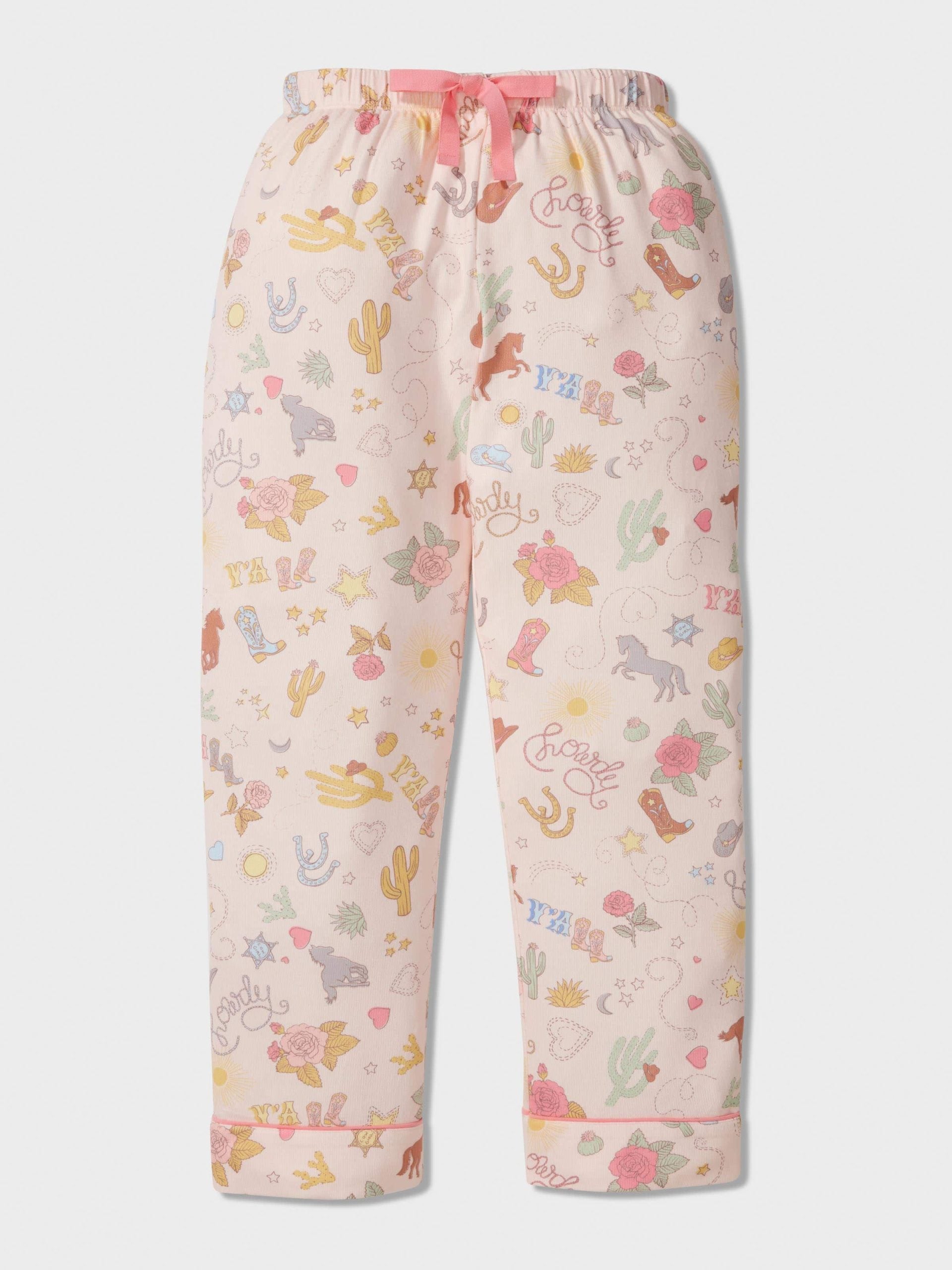 Girls Cowboy Print Long Plush Classic Pj Set Multi image 3