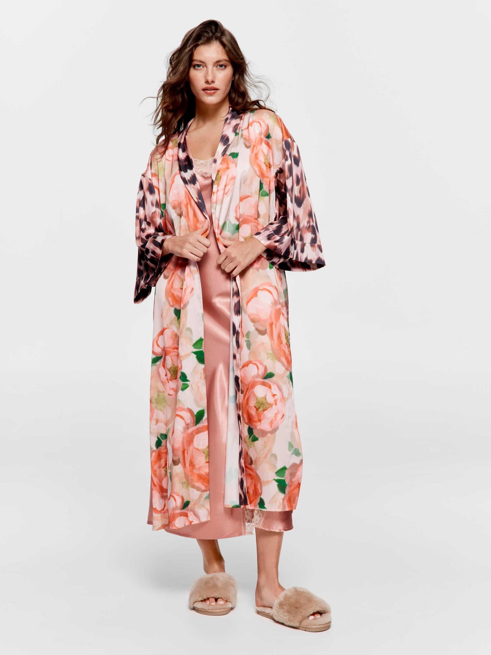 Floral Leopard Long Satin Gown multi image 2