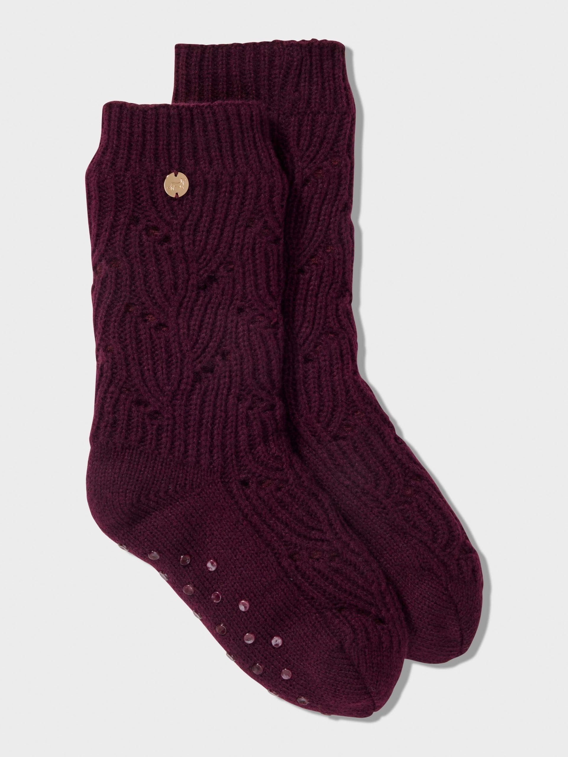 Long Plum Chunky Cable Sock plum image 2