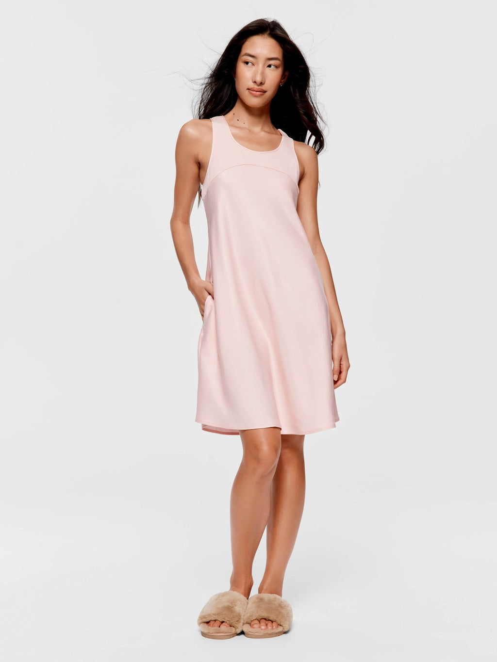 Rib Trim Satin Nightie pink image 1