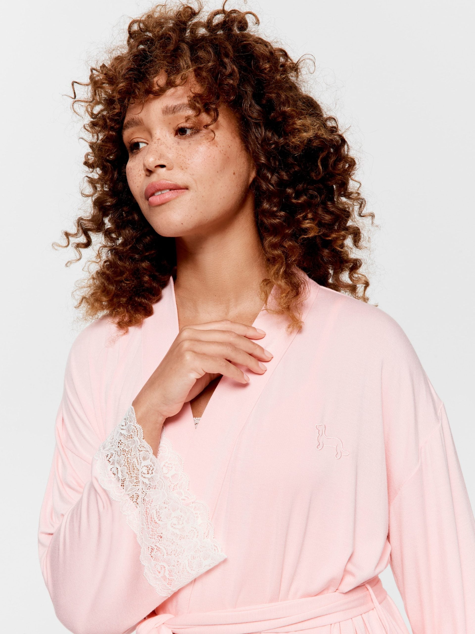 Lace Trim Bamboo Jersey Kimono Gown multi image 0