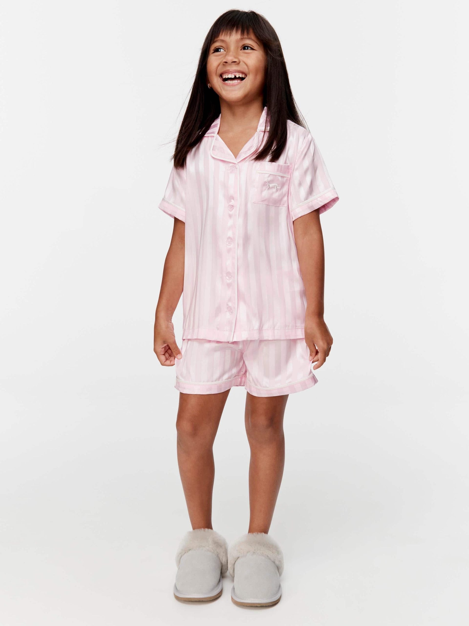 Jnr Girls Pink Stripe Satin Pj Set pink image 1