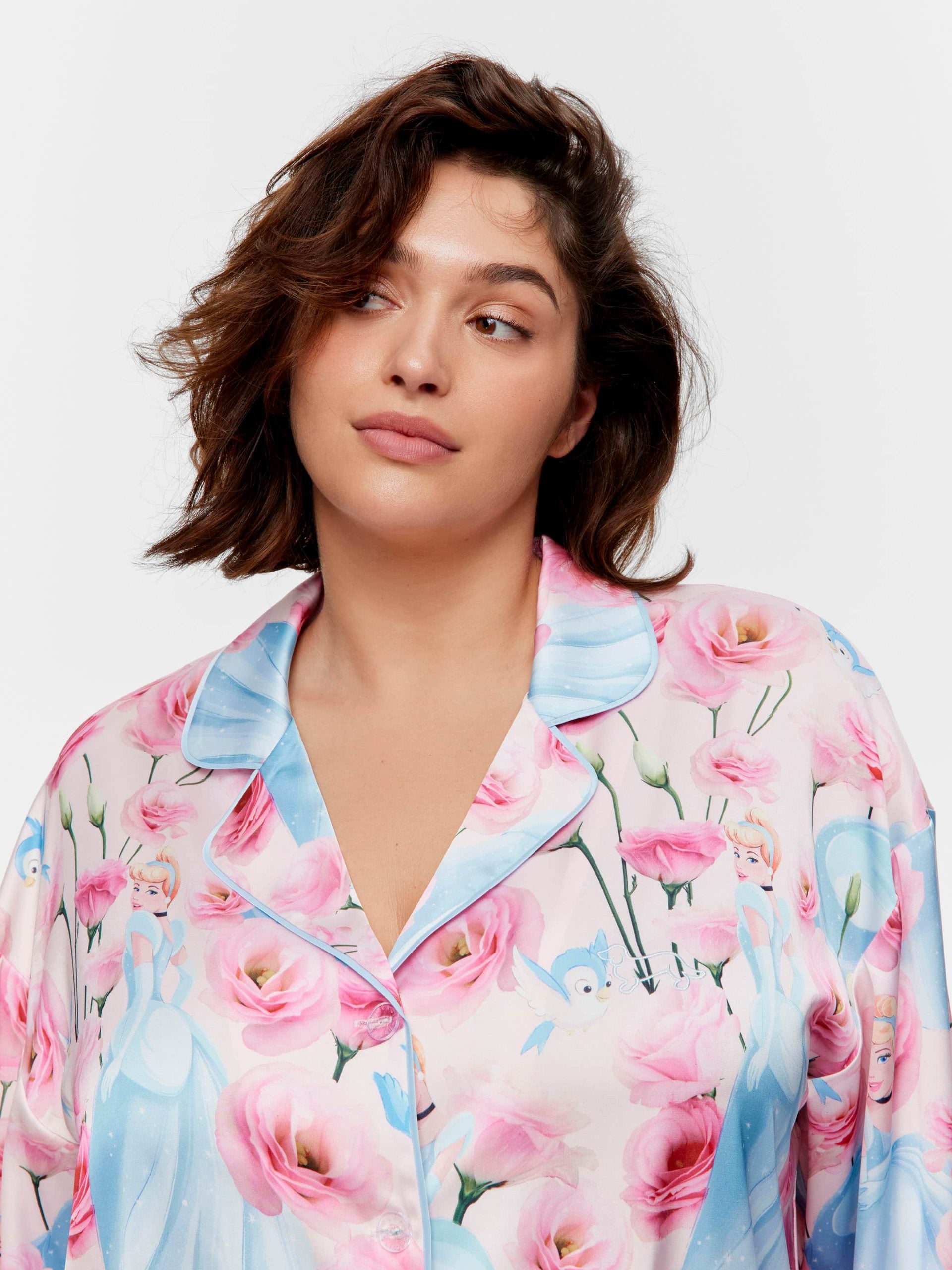 P.A. Plus Disney Cinderella Rose Satin Long Pj Set Multi image 3