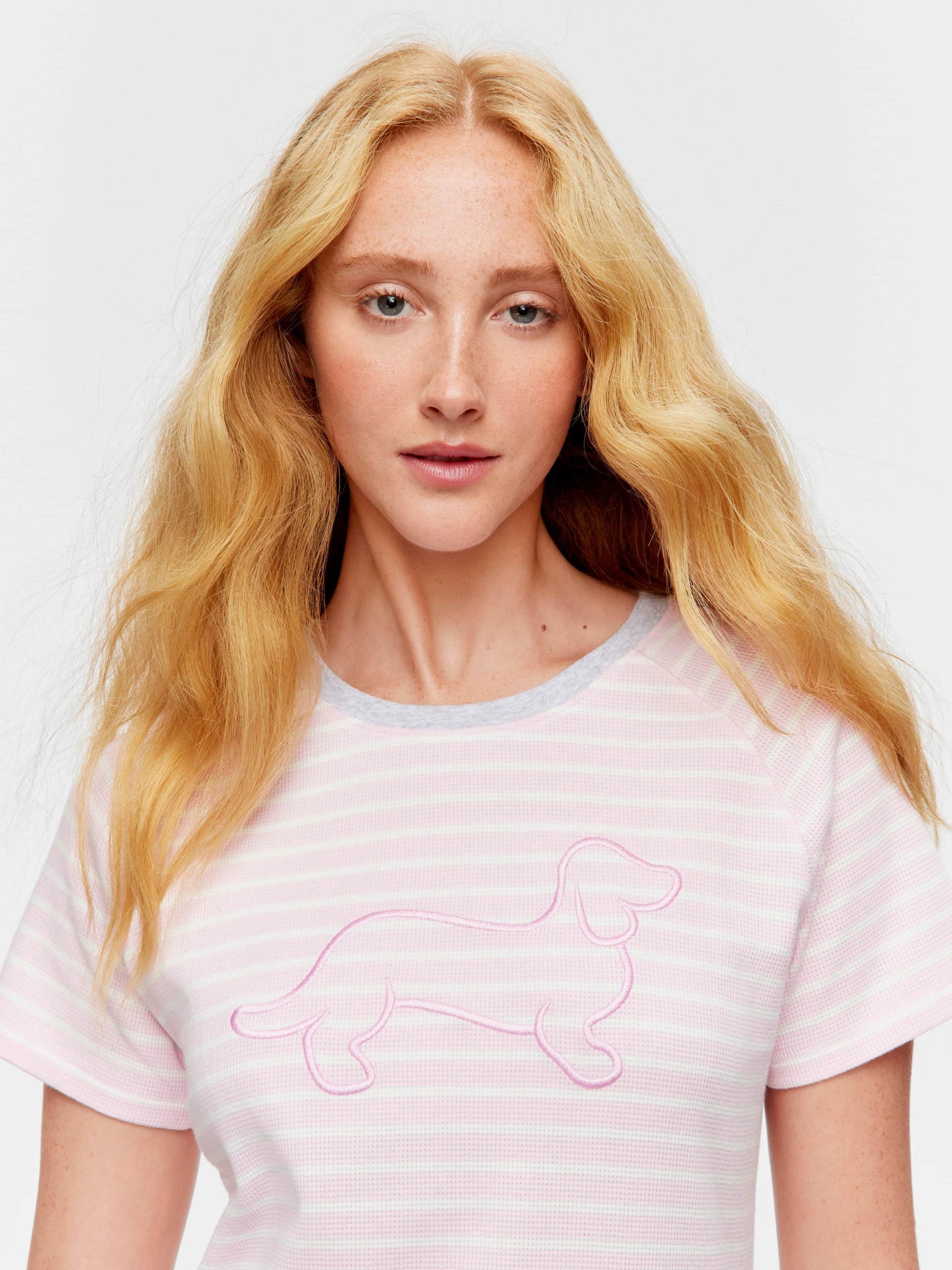 Pink Waffle Stripe Tee multi image 1
