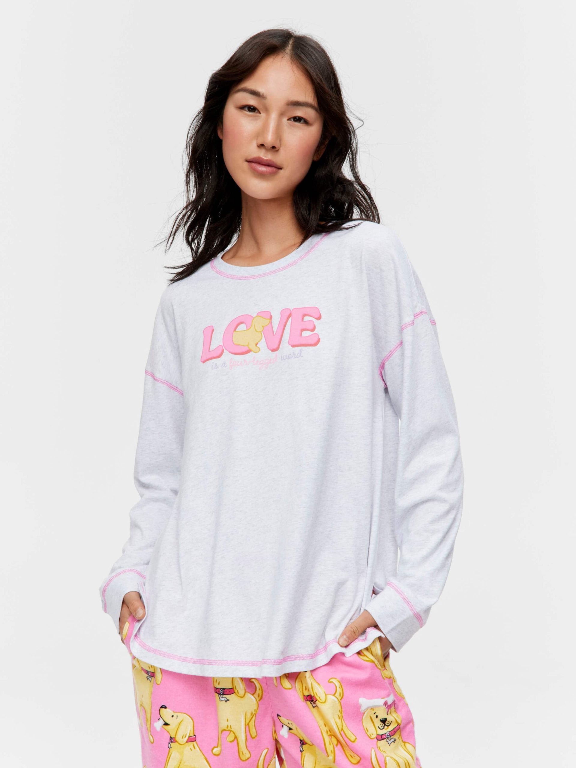 Love Is A 4 Legged Word Oversized Long Sleeve Top ltgrey image 1