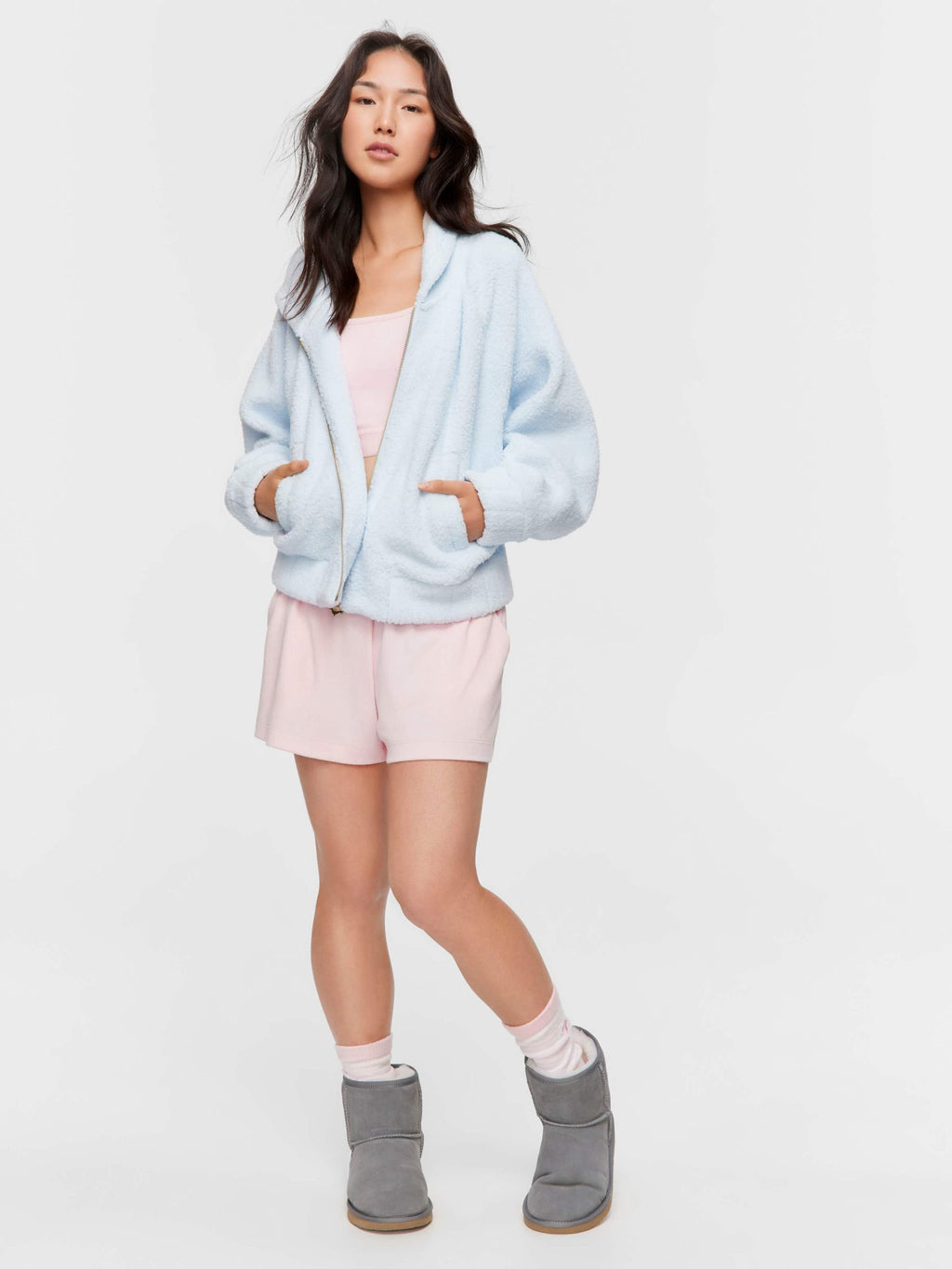 Blue Fleece Hooded Jacket paleblue image 1
