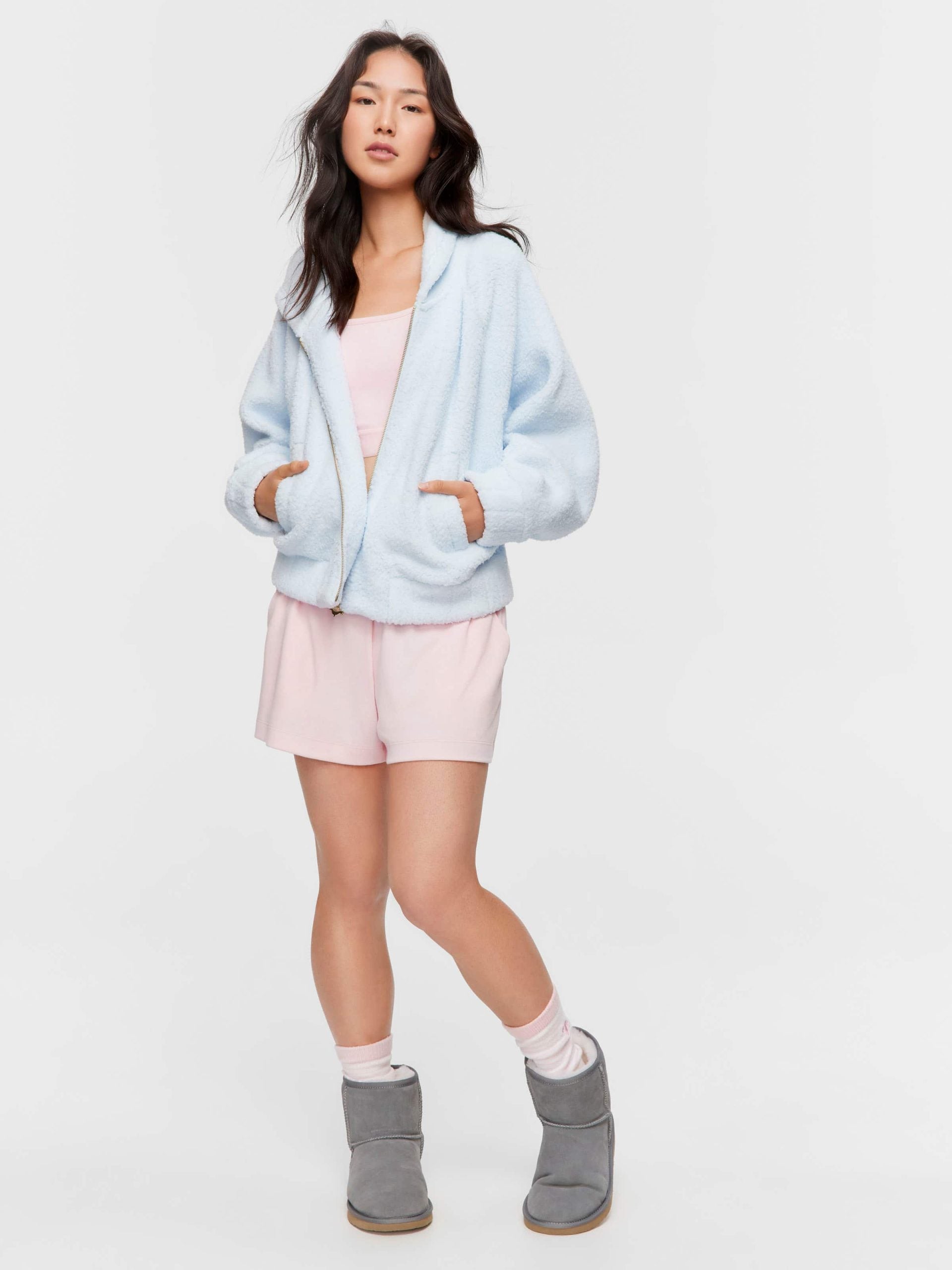 Blue Fleece Hooded Jacket paleblue image 1