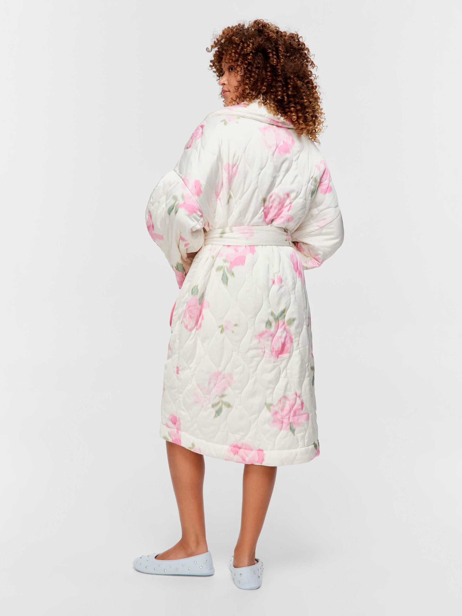 Floral Satin Quilted Gown Multi image 3