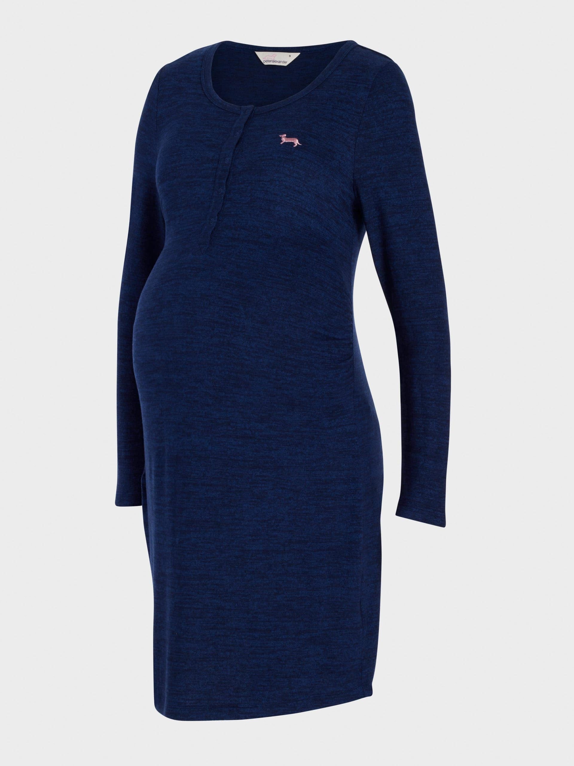 Maternity Navy Fuzzy Long Sleeve Nightshirt navy image 3