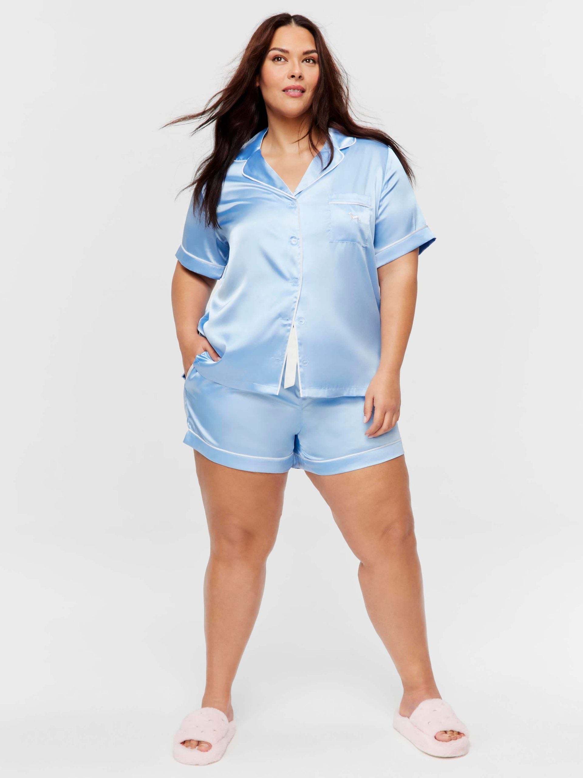 P.A. Plus Cornflower Blue Satin Pj Set Blue image 2