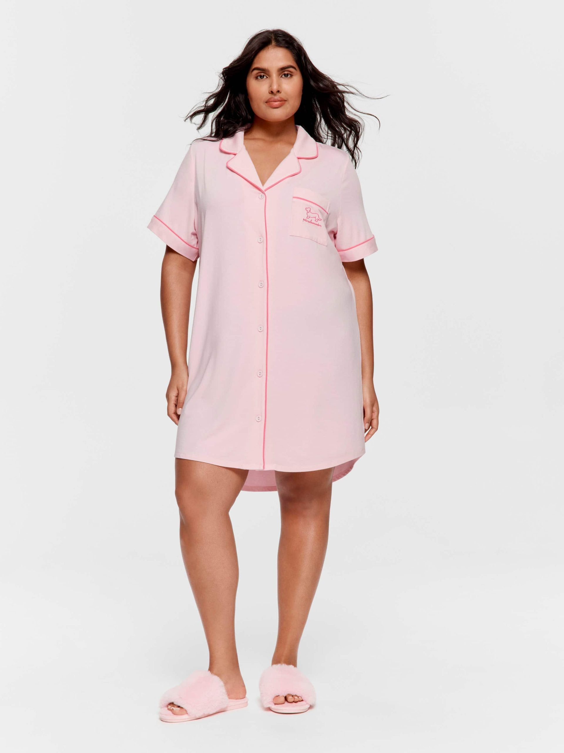 P.A. Plus Super Soft Pink Bamboo Knit Short Sleeve Nightshirt Pink image 0