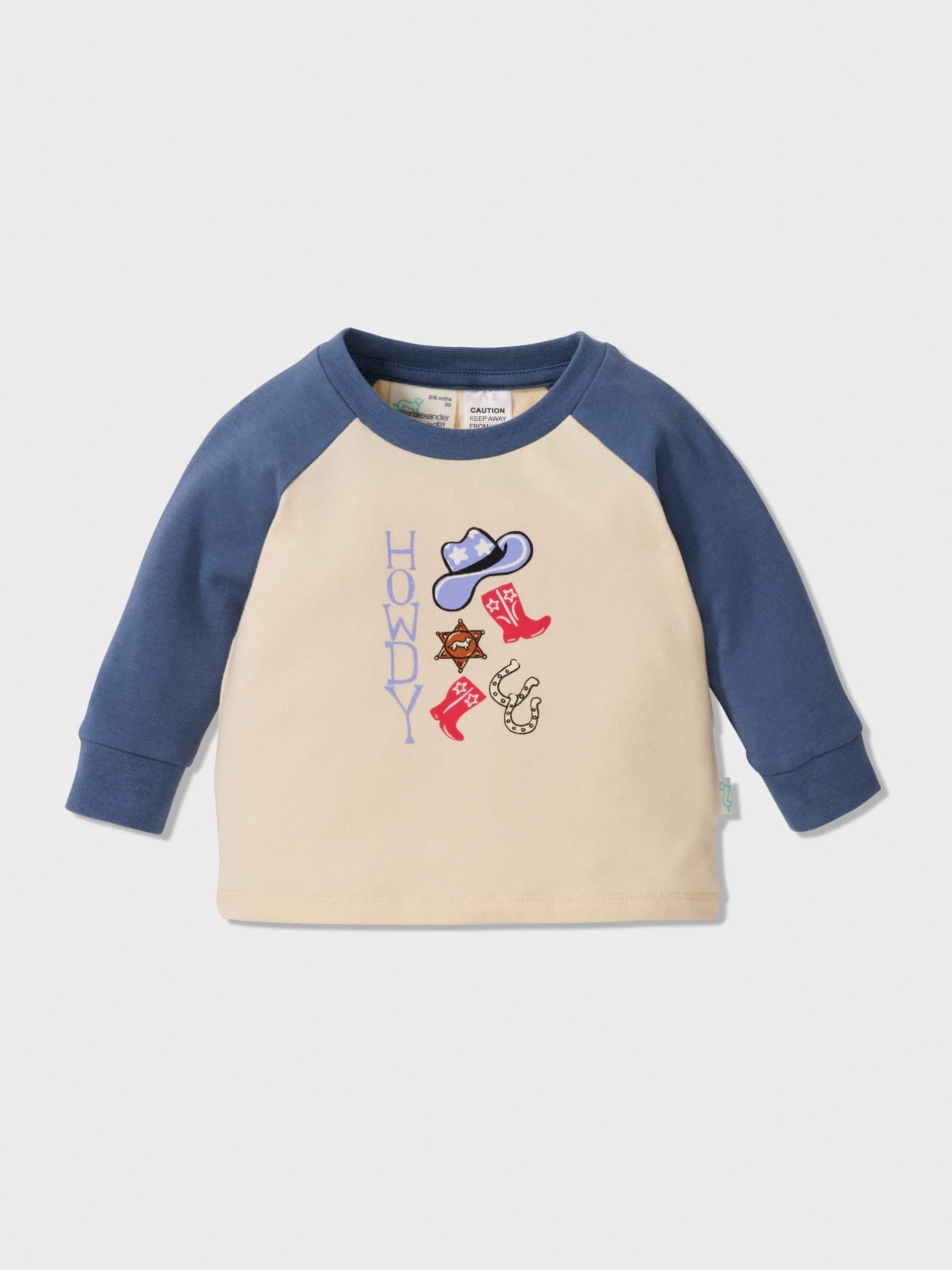 Baby Cowboy Print Long Pj Set Blue image 2