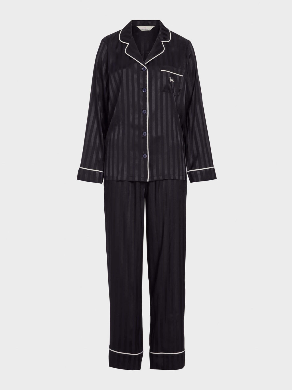 Black Stripe Chic Satin Long Pj Set Black Stripe image 4