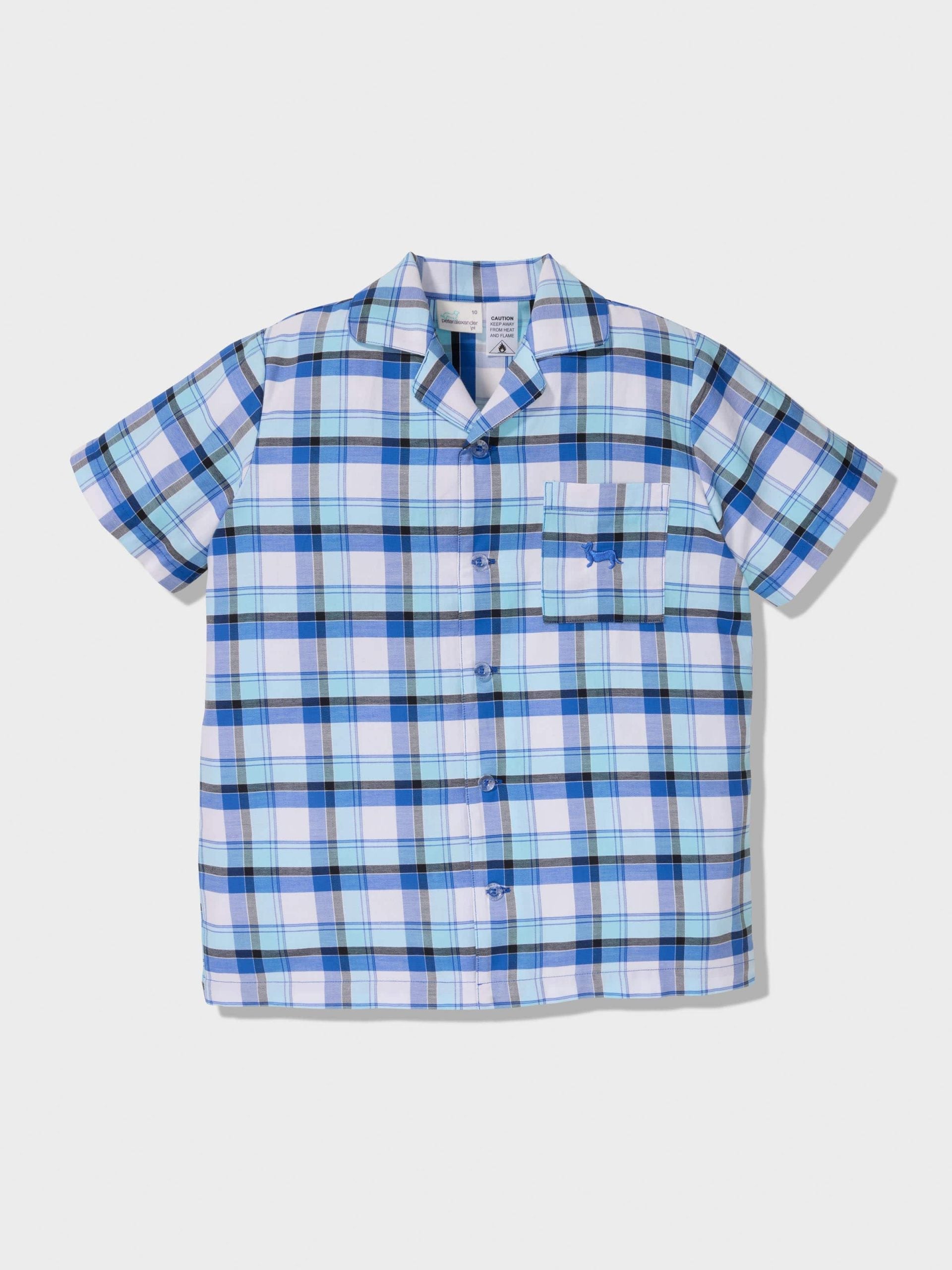 Boys Bright Blue Check Classic Pj Set multi image 4