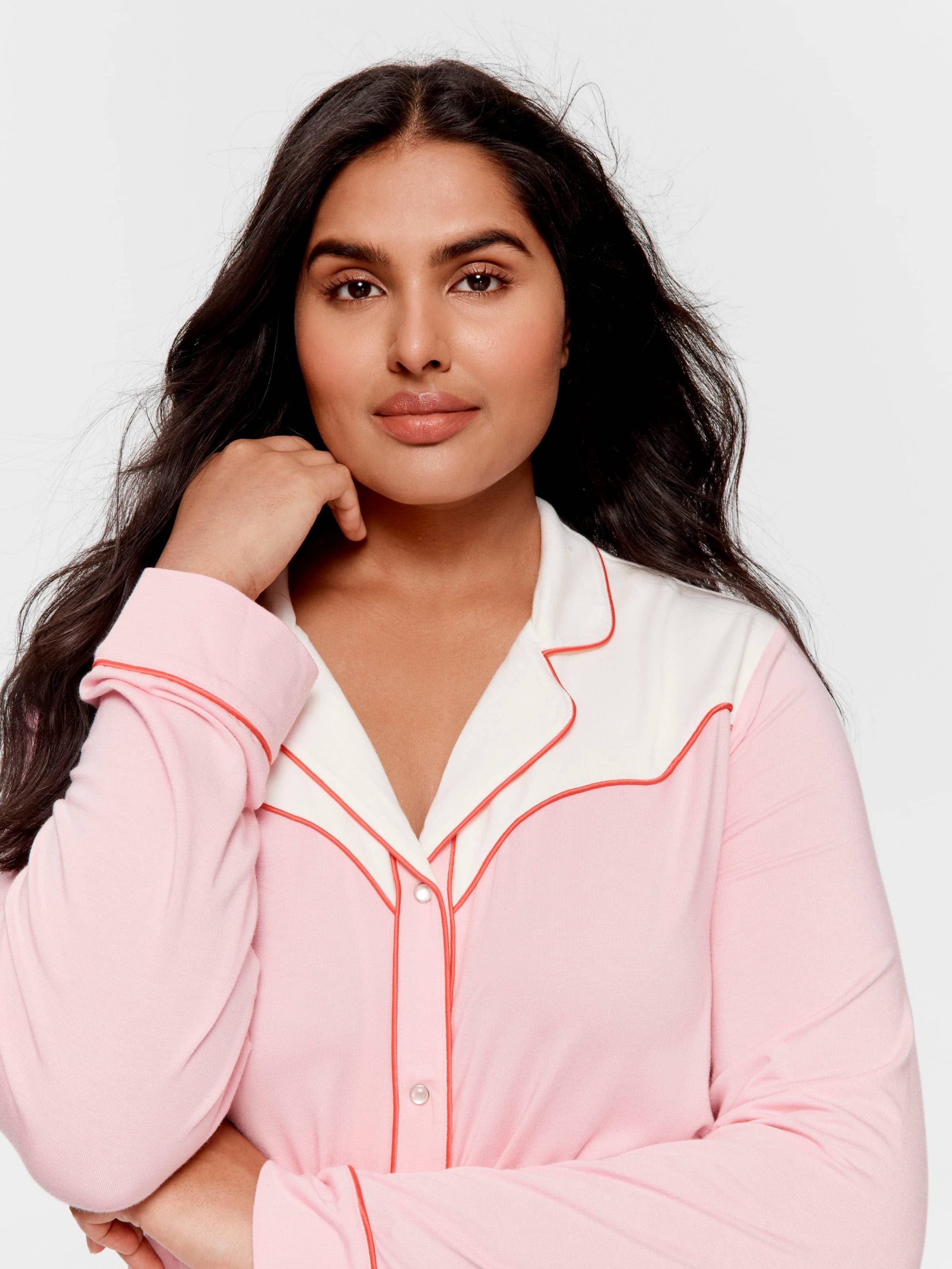 P.A. Plus Western Bamboo Jersey Long Sleeve Shirt Pink image 2