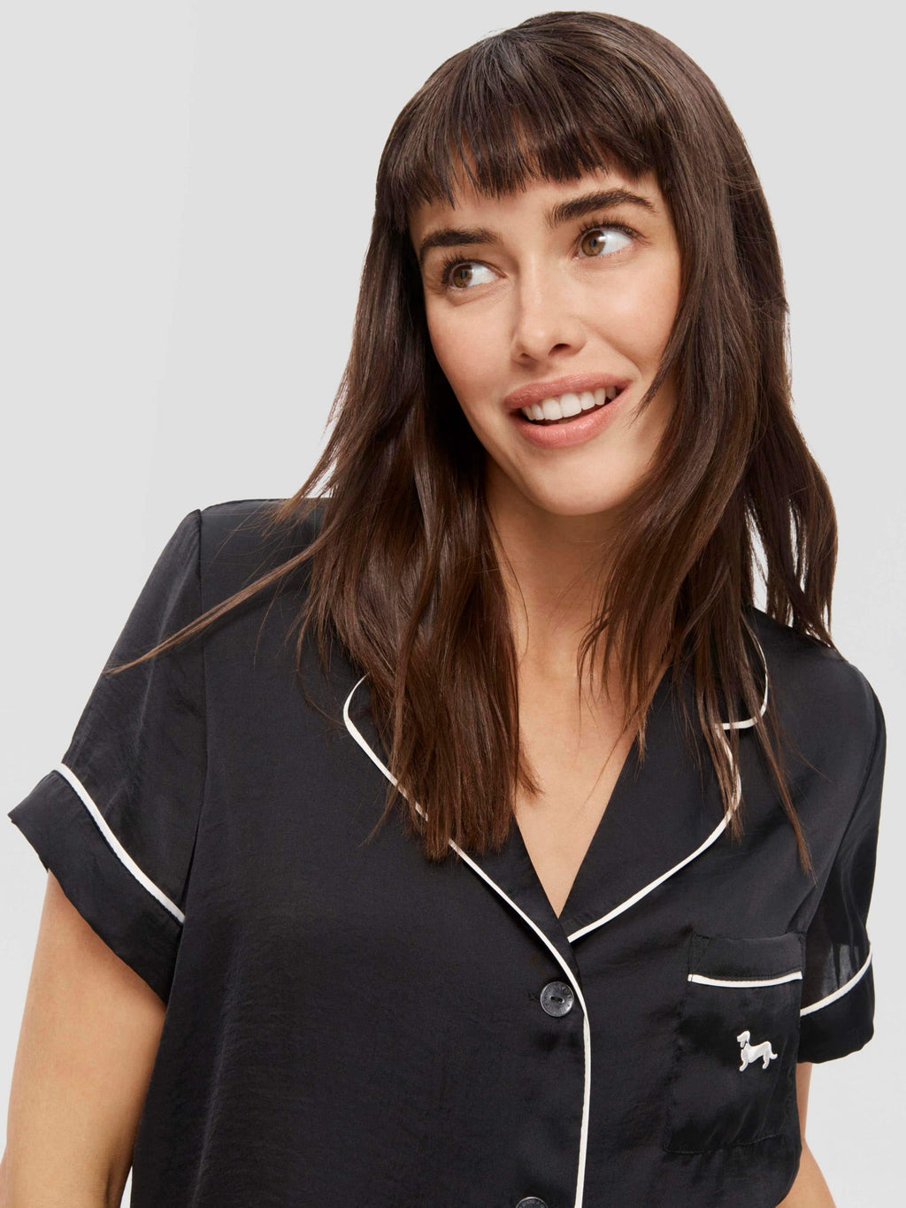 Black Chic Satin Pj Set black image 2