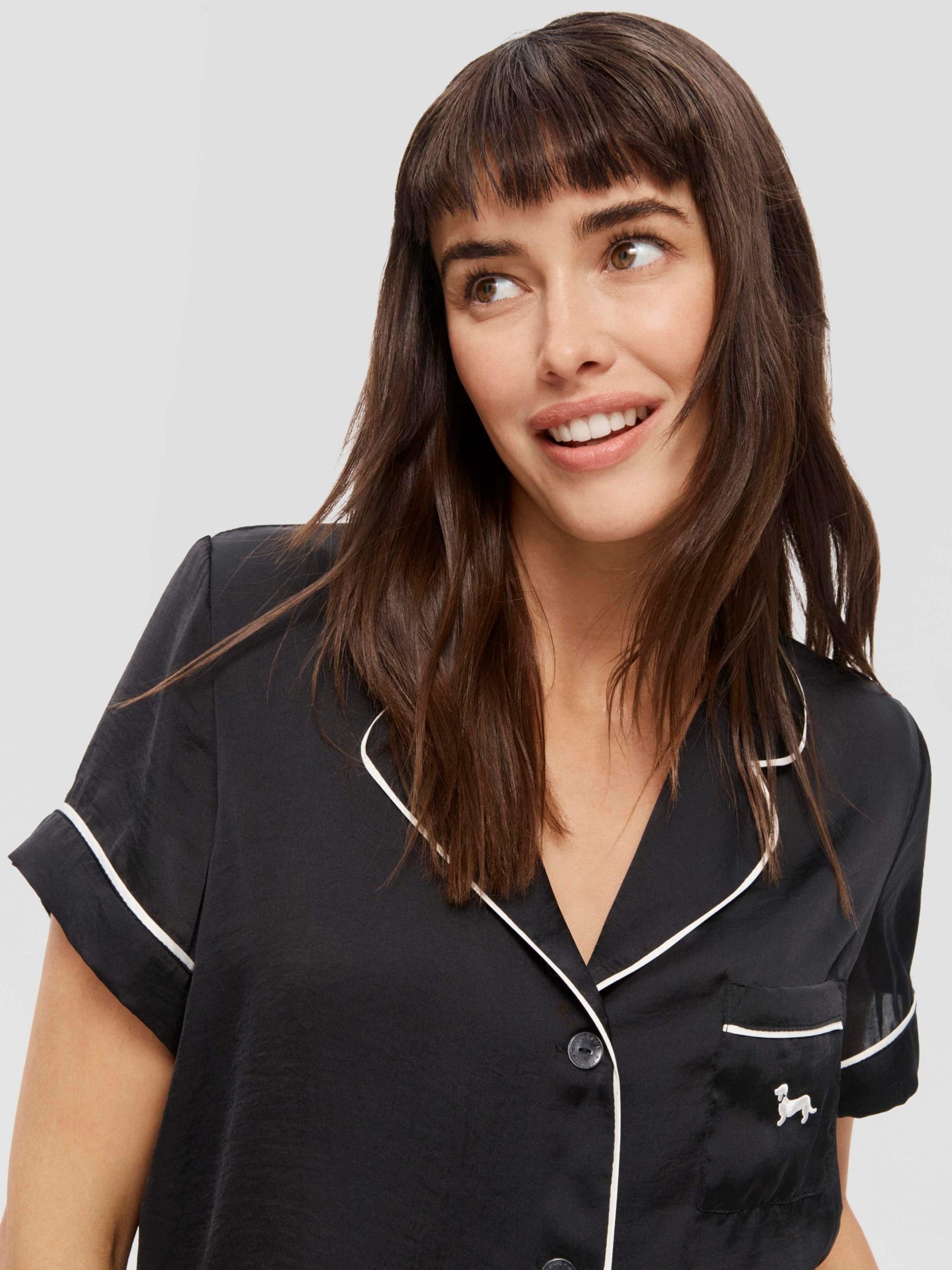 Black Chic Satin Pj Set black image 2