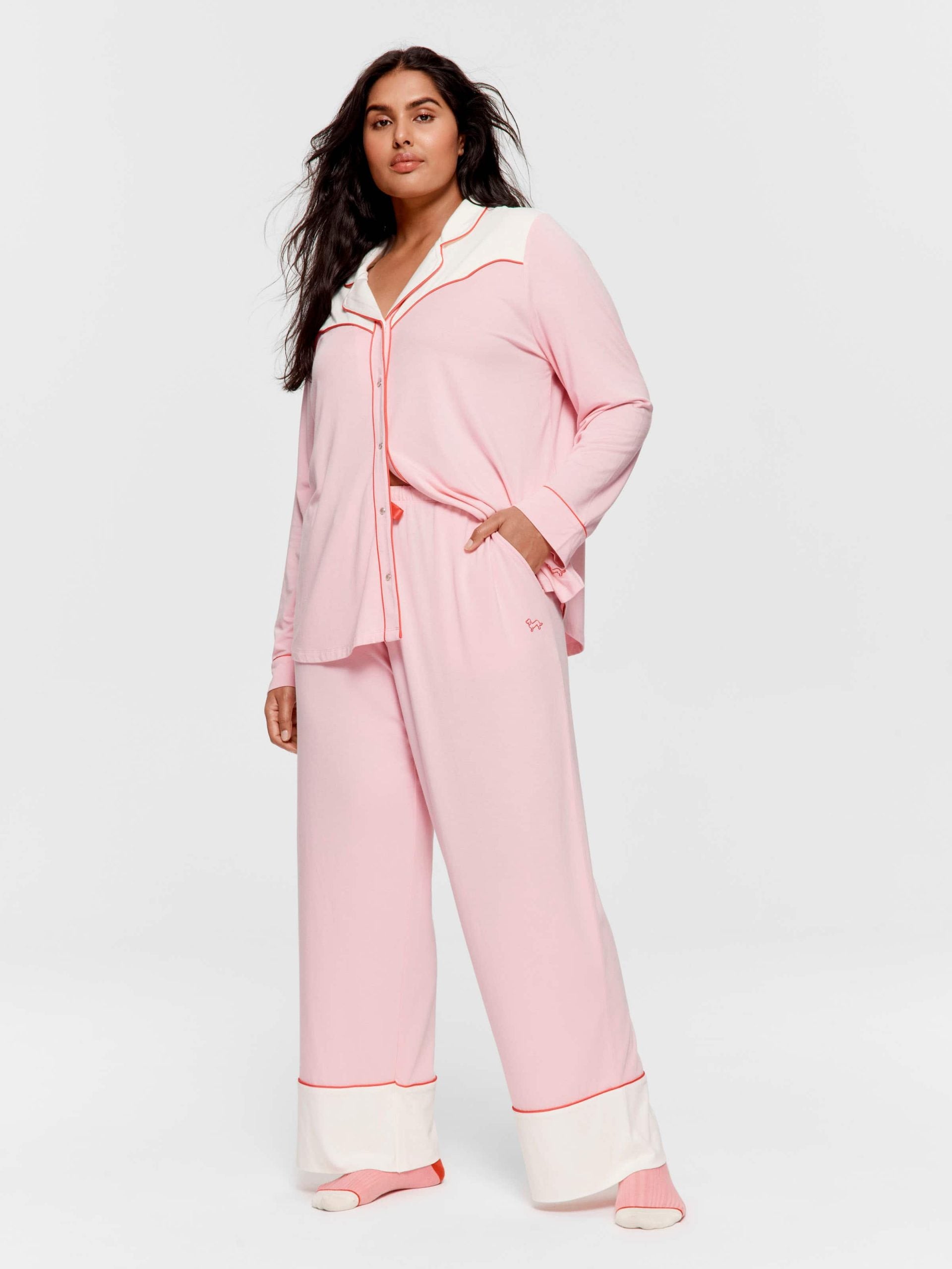 P.A. Plus Western Bamboo Jersey Straight Leg Pj Pant Pink image 0