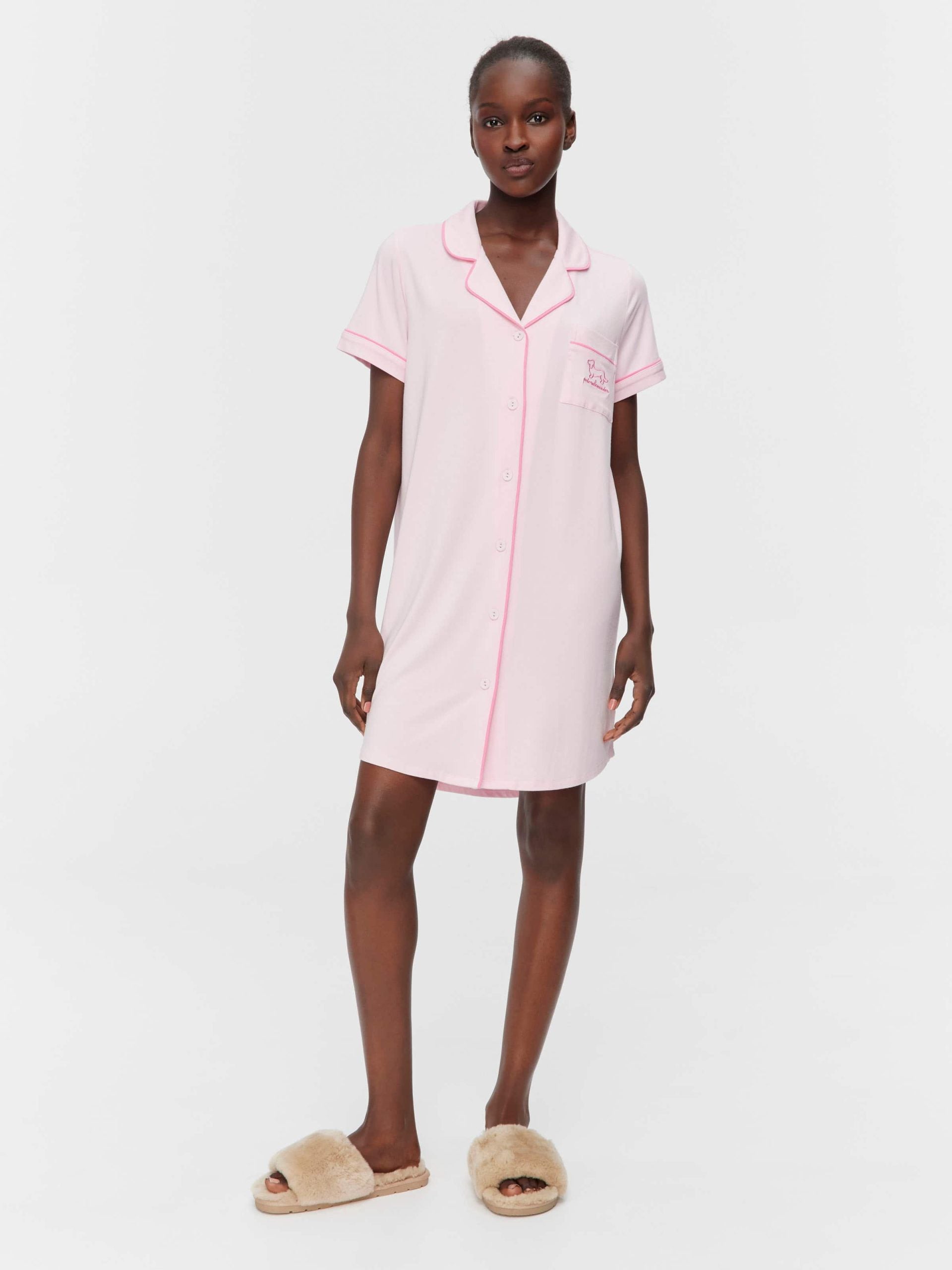 Super Soft Pink Bamboo Knit Short Sleeve Nightshirt Pink image 0