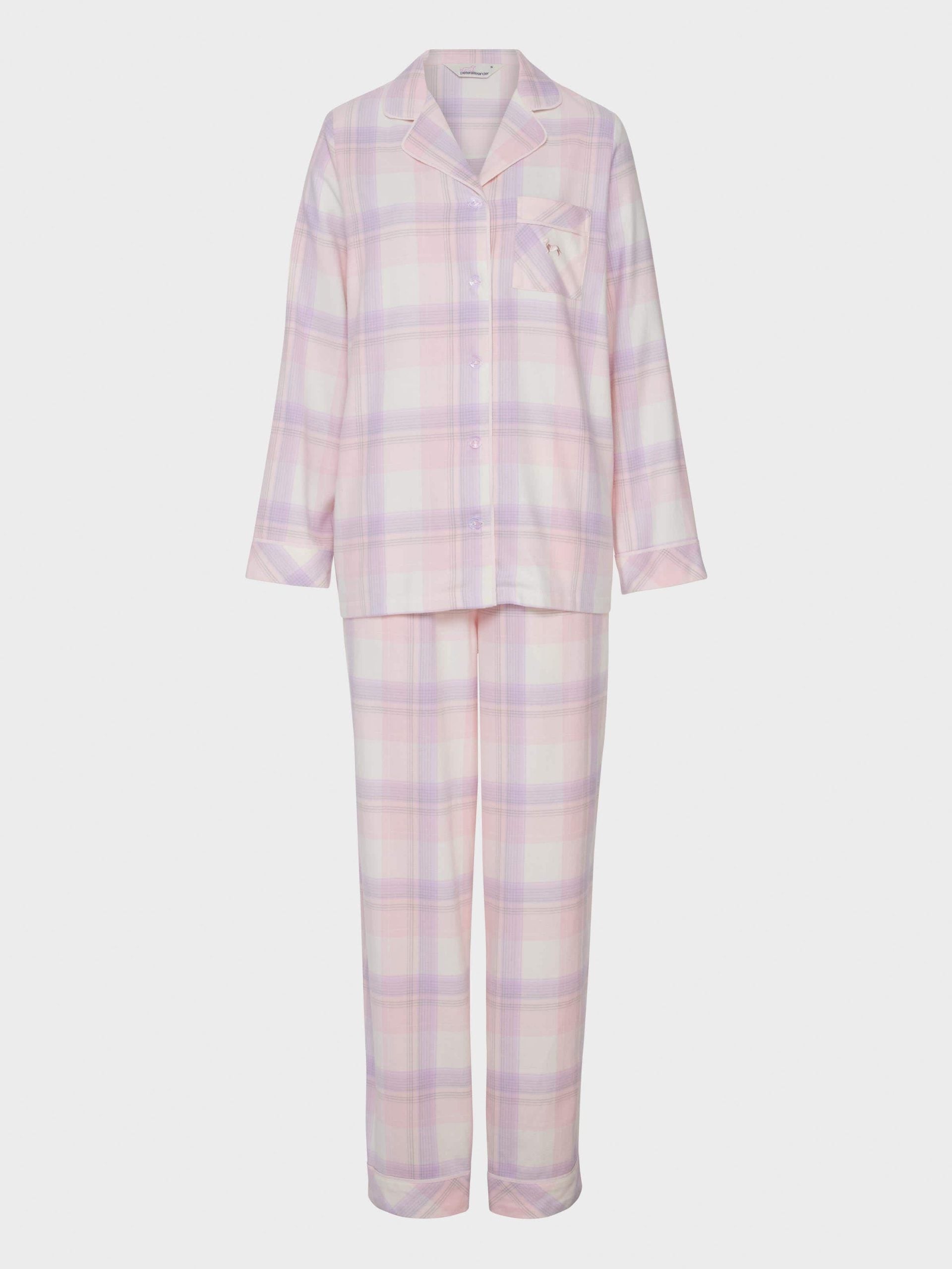 Pink & Lilac Check Flannelette Classic Pj Set multi image 4