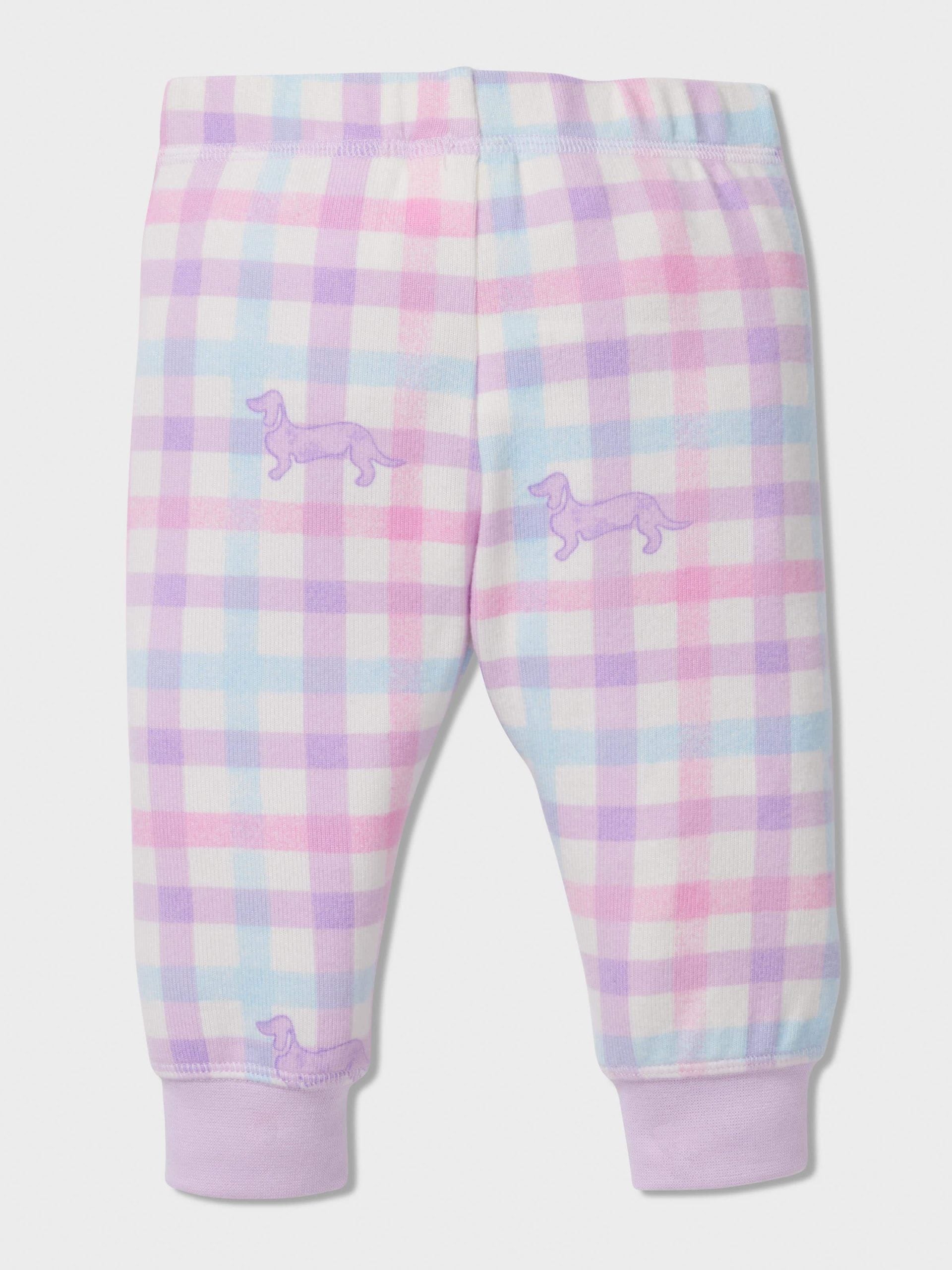 Baby Pastel Check Long Pj Set lilac image 1