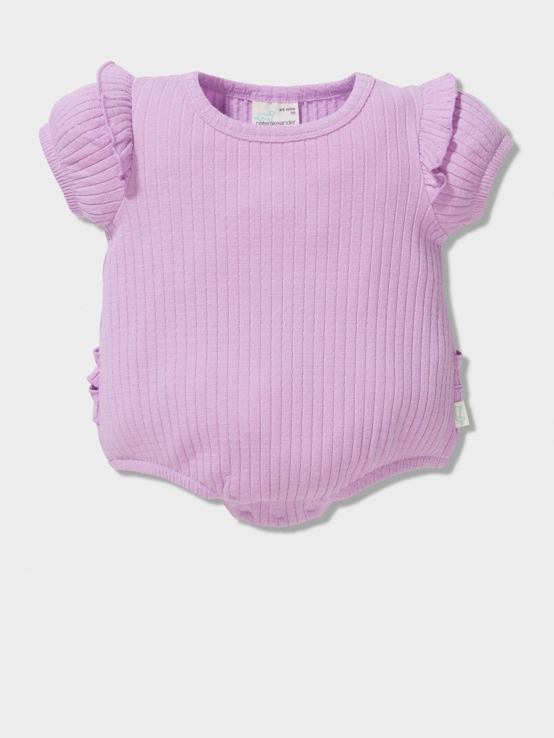 Baby Purple Frill Ribbed Romper lilac image 0