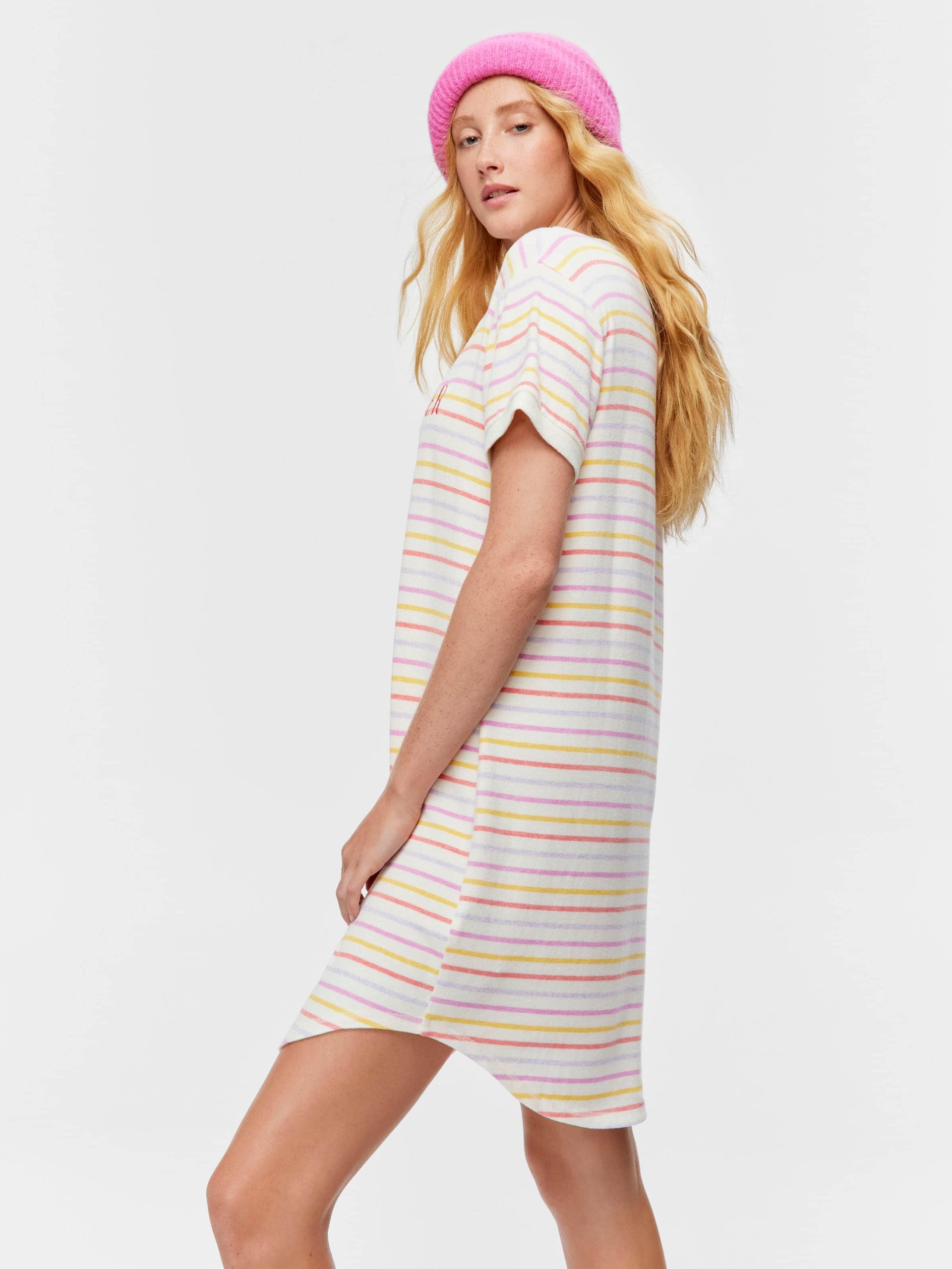 Fuzzy Colourful Stripe Sleep Tee multi image 2
