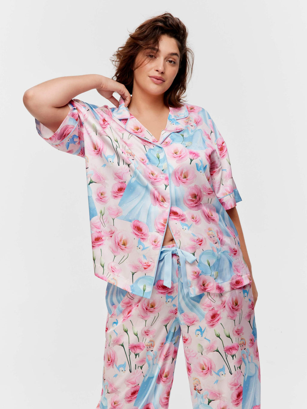 P.A. Plus Disney Cinderella Rose Satin Short Sleeve &amp;amp; Pant Pj Set Multi image 3