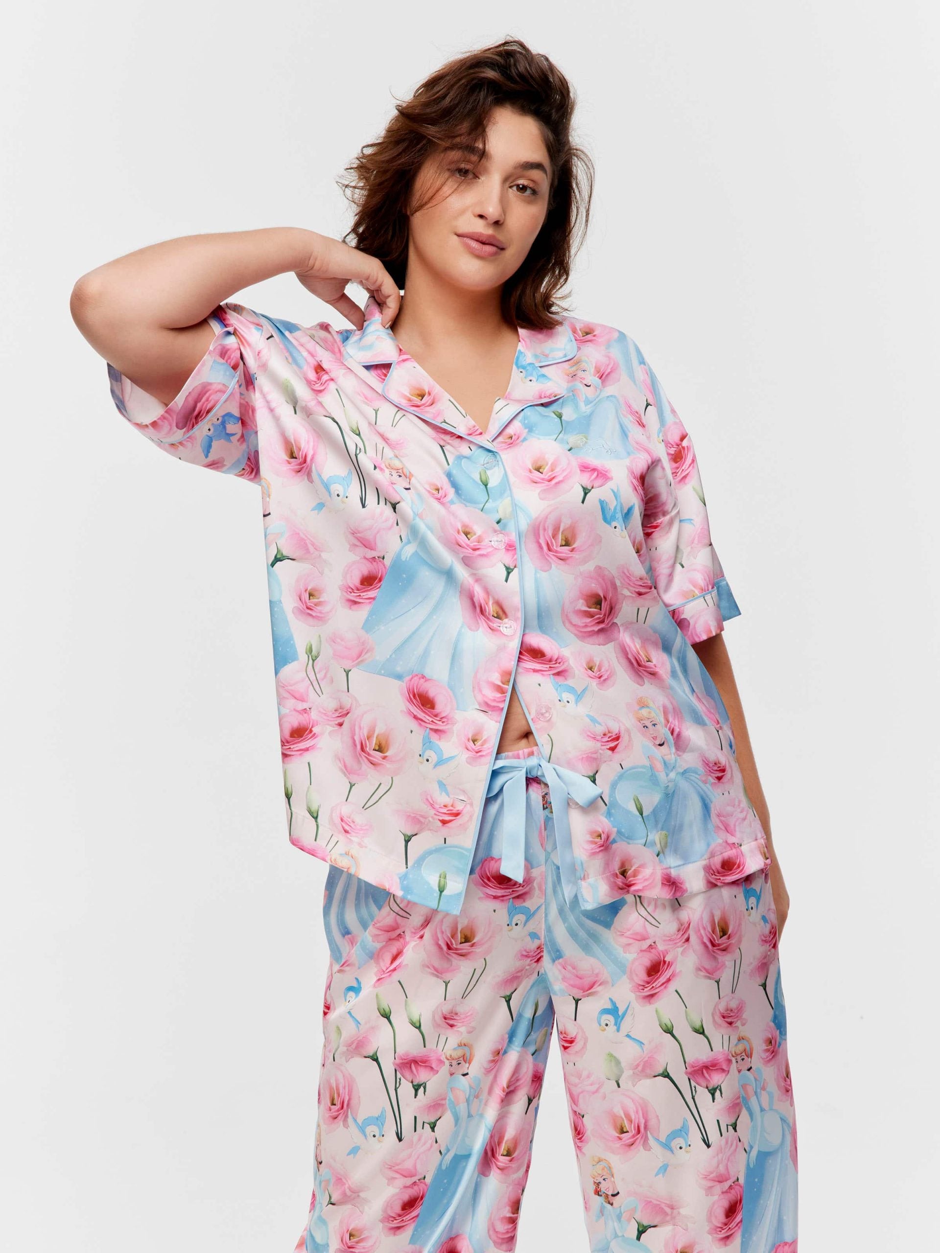 P.A. Plus Disney Cinderella Rose Satin Short Sleeve &amp;amp; Pant Pj Set Multi image 3