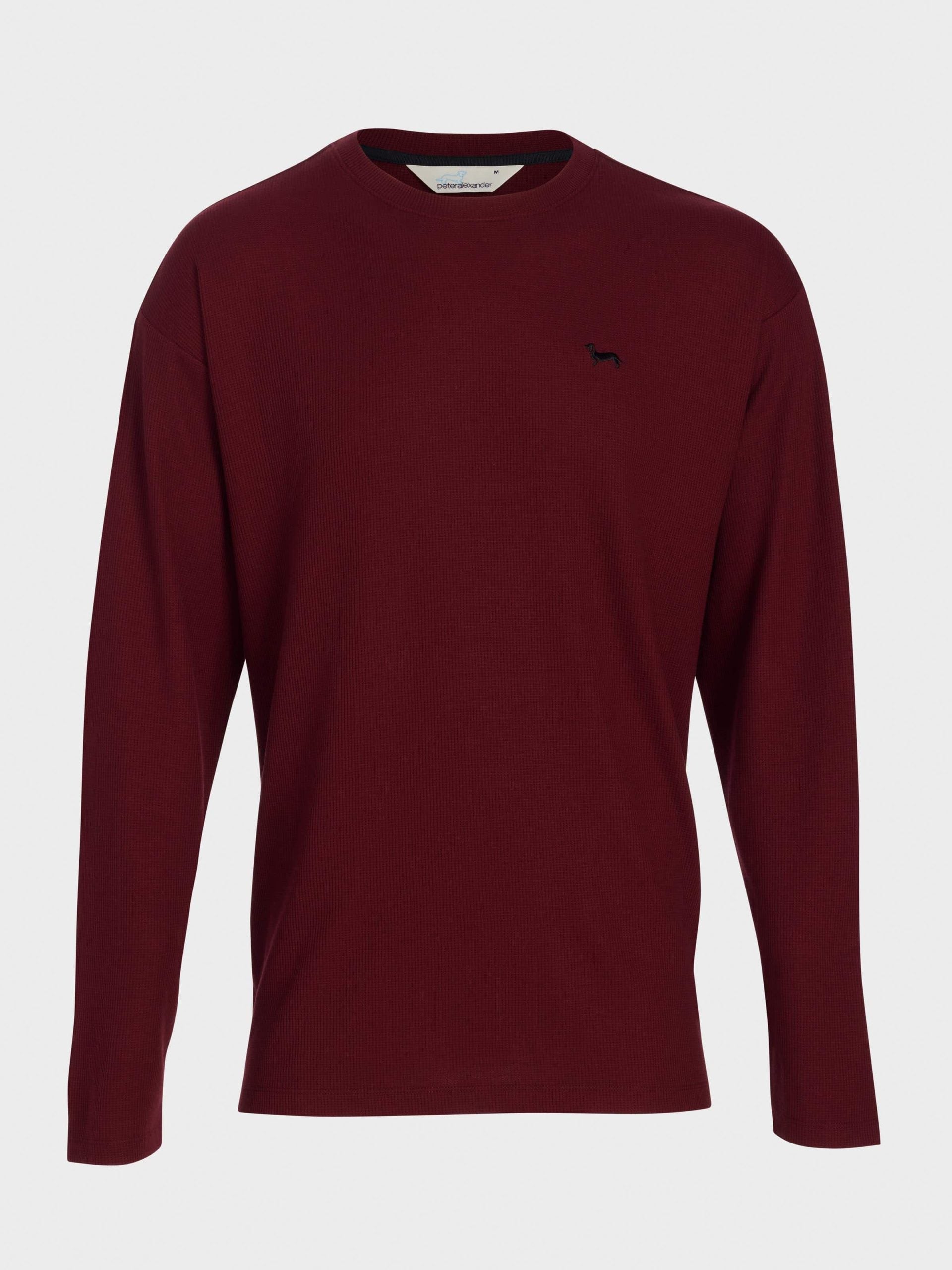 Burgundy Waffle Long Sleeve Top Red image 3