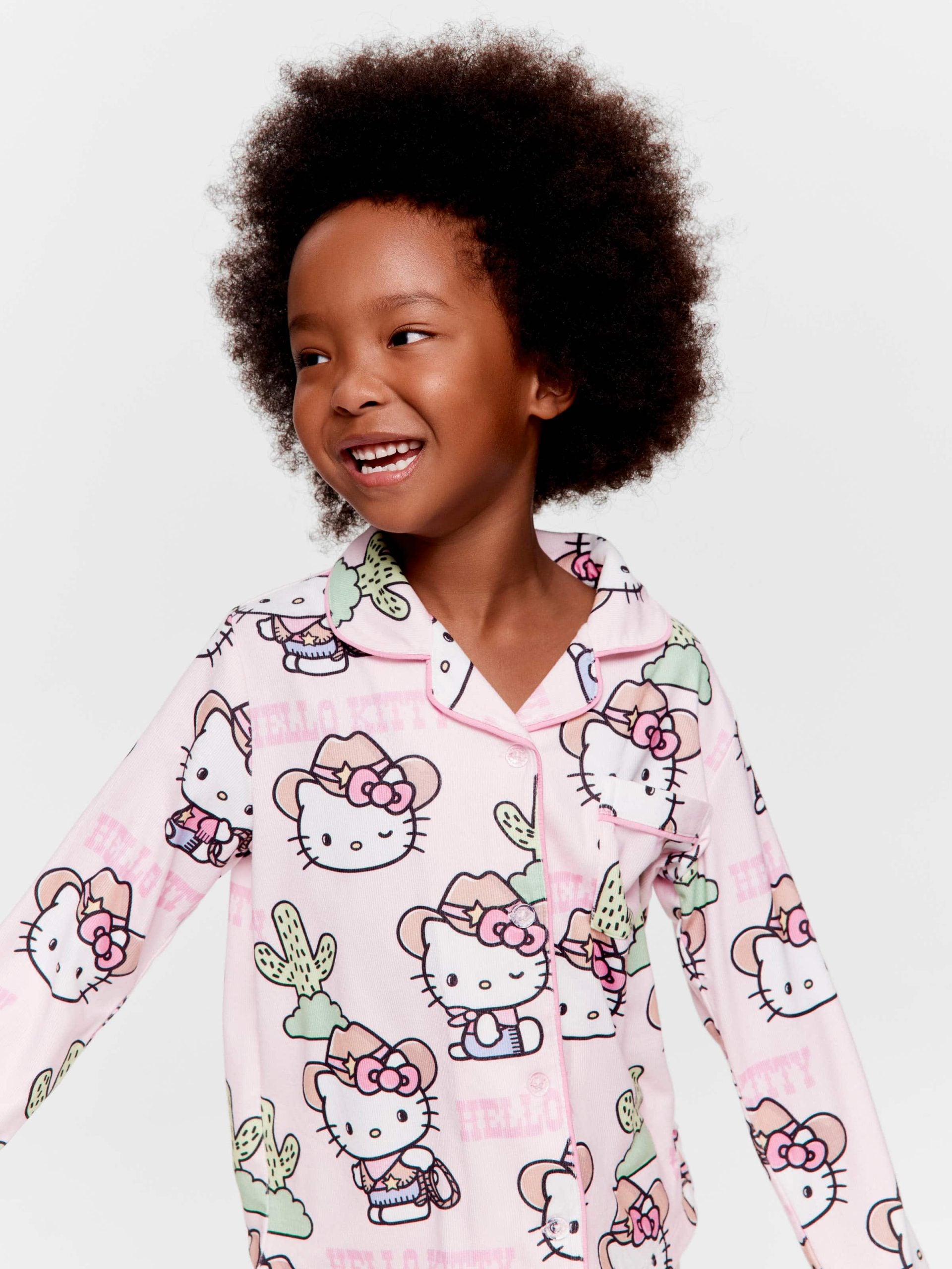 Jnr Girls Hello Kitty Cowboy Long Plush Classic Pj Set Multi image 1