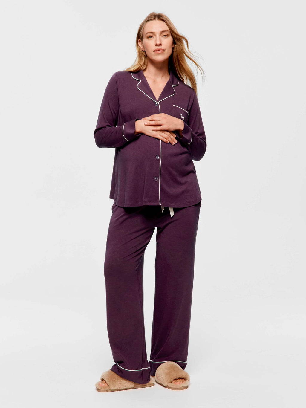 Maternity Grape Comfy Over The Bump Long Sleeve Pj Set grape image 0