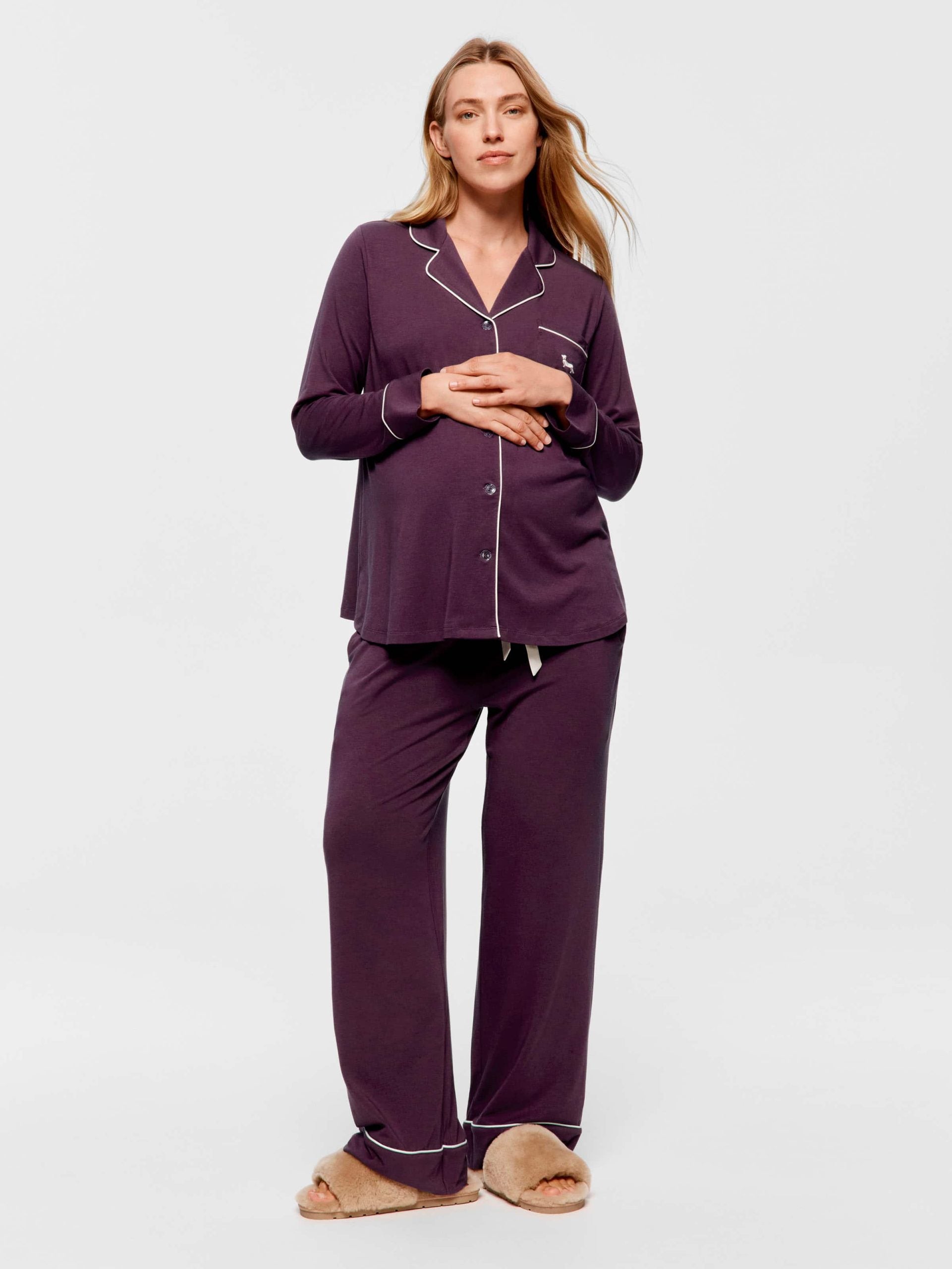 Maternity Grape Comfy Over The Bump Long Sleeve Pj Set grape image 0