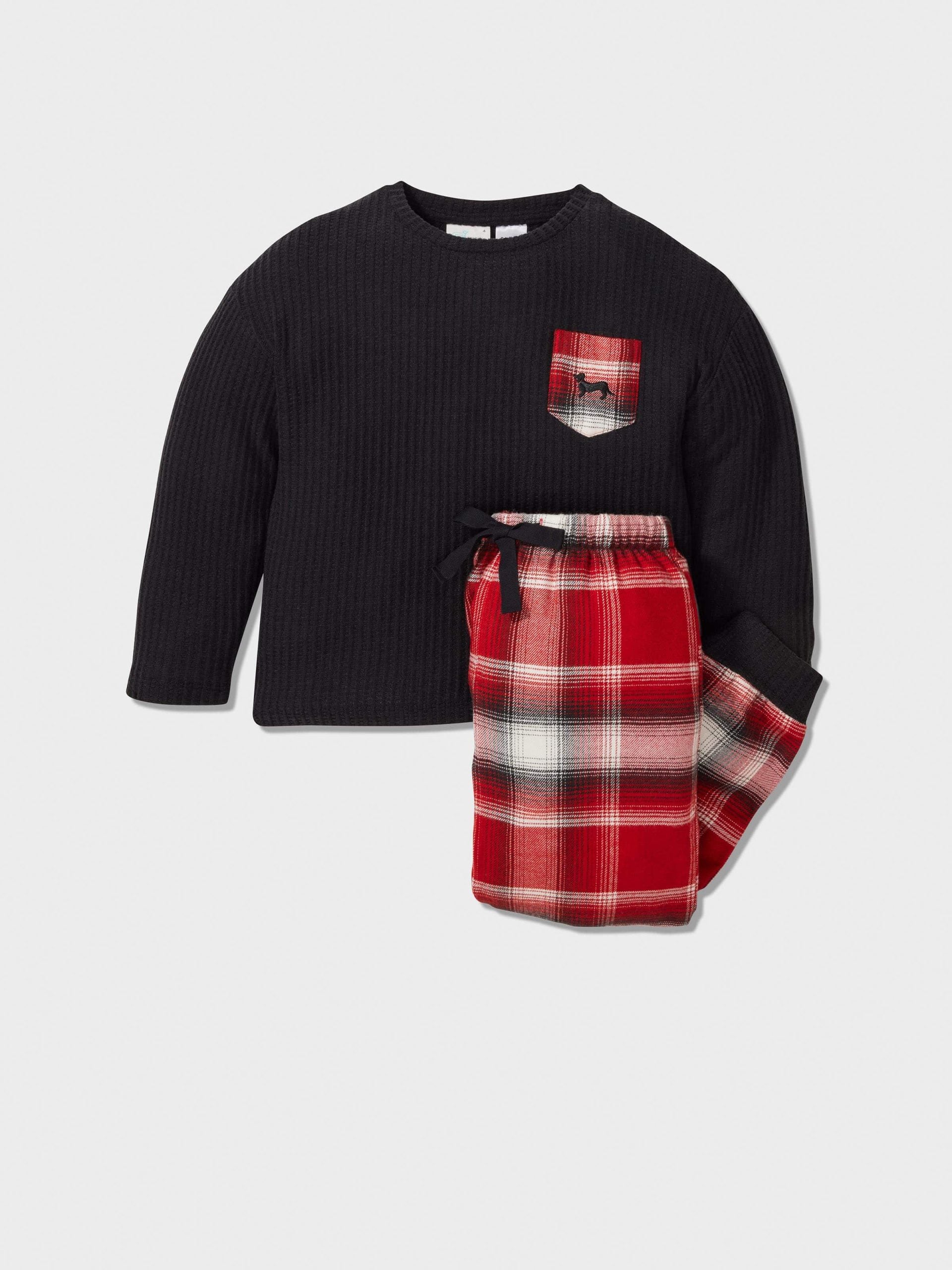 Jnr Boys Red Check Long Pj Set Multi image 0