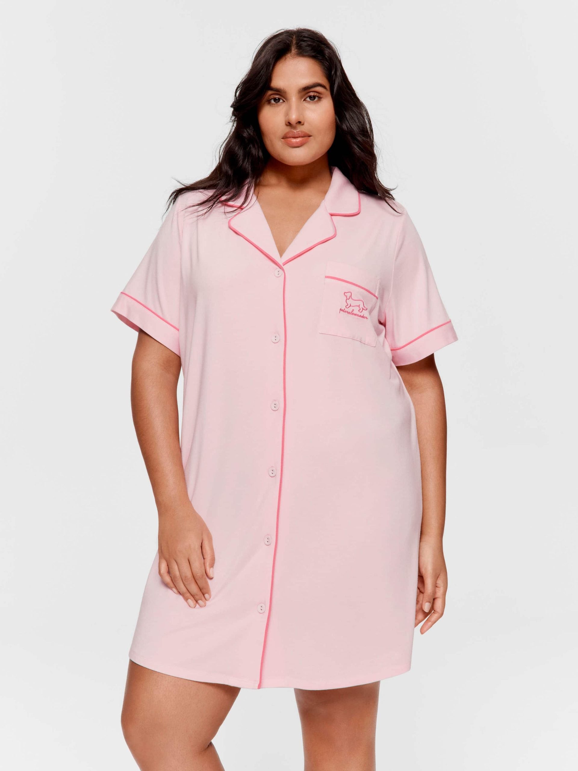 P.A. Plus Super Soft Pink Bamboo Knit Short Sleeve Nightshirt Pink image 1