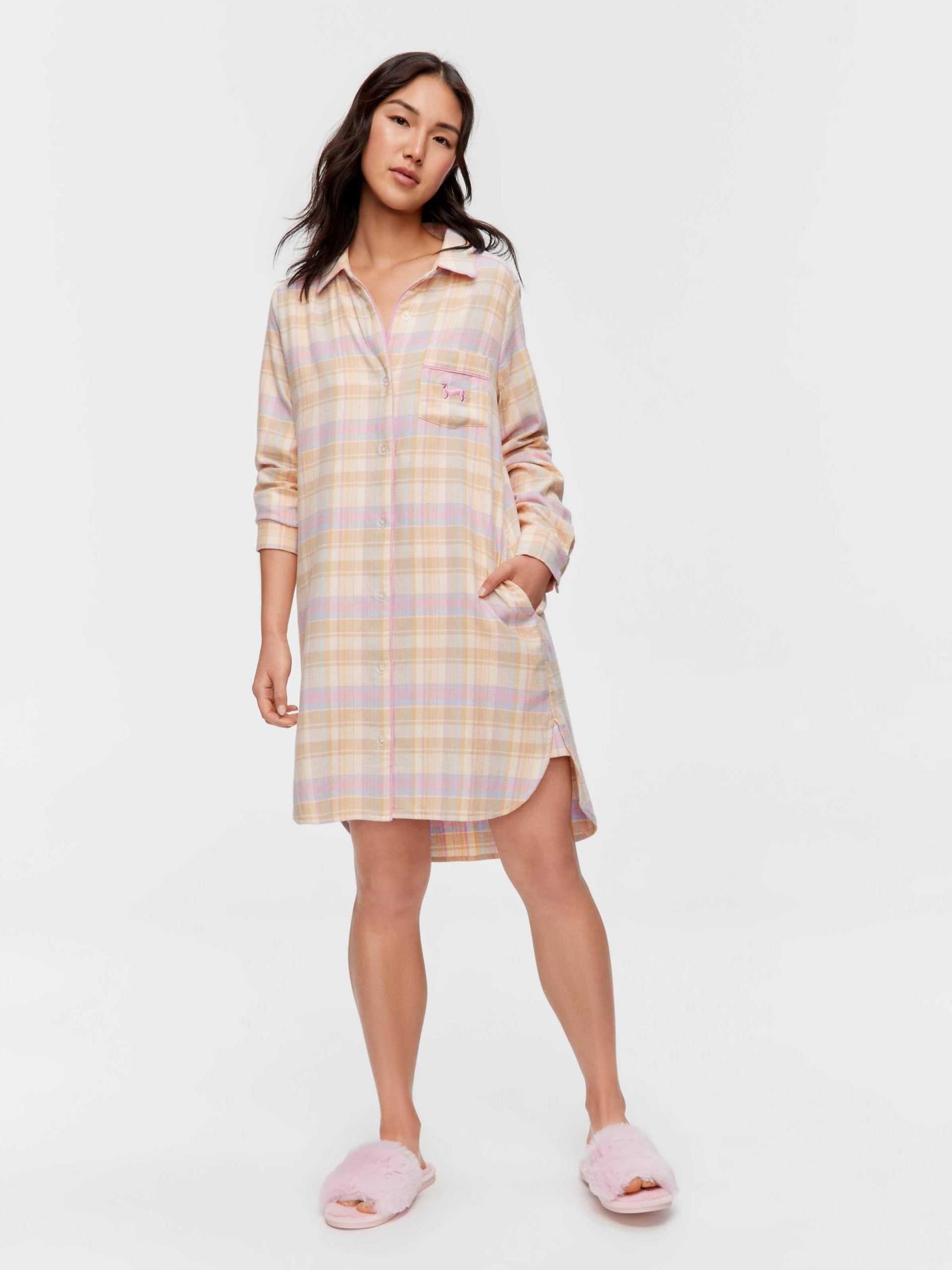 Toffee Check Flannelette Nightshirt multi image 1