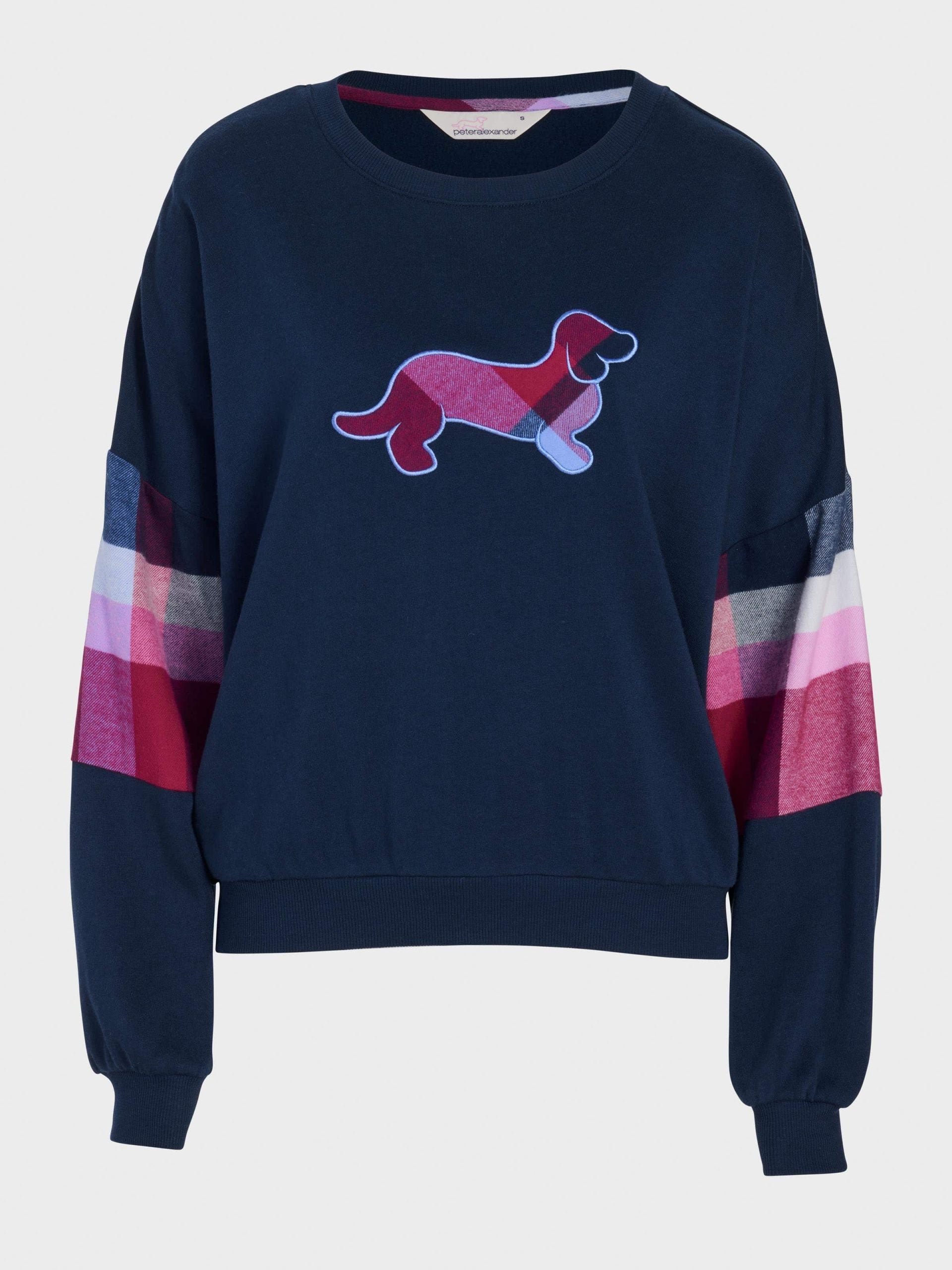 Penny Logo Check Fleece Sweater navy image 3