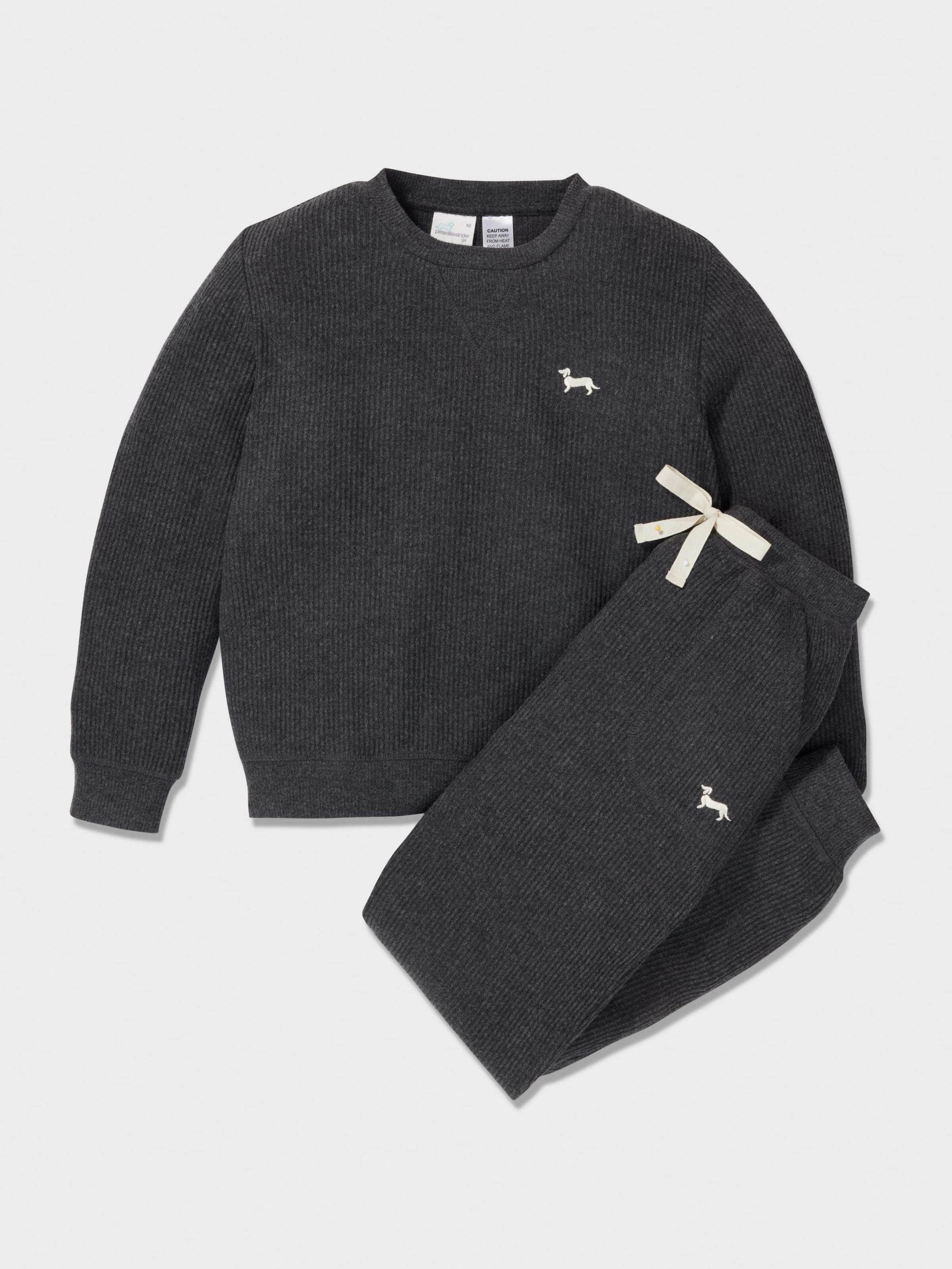 Boys Charcoal Rib Pj Set charcoal image 2