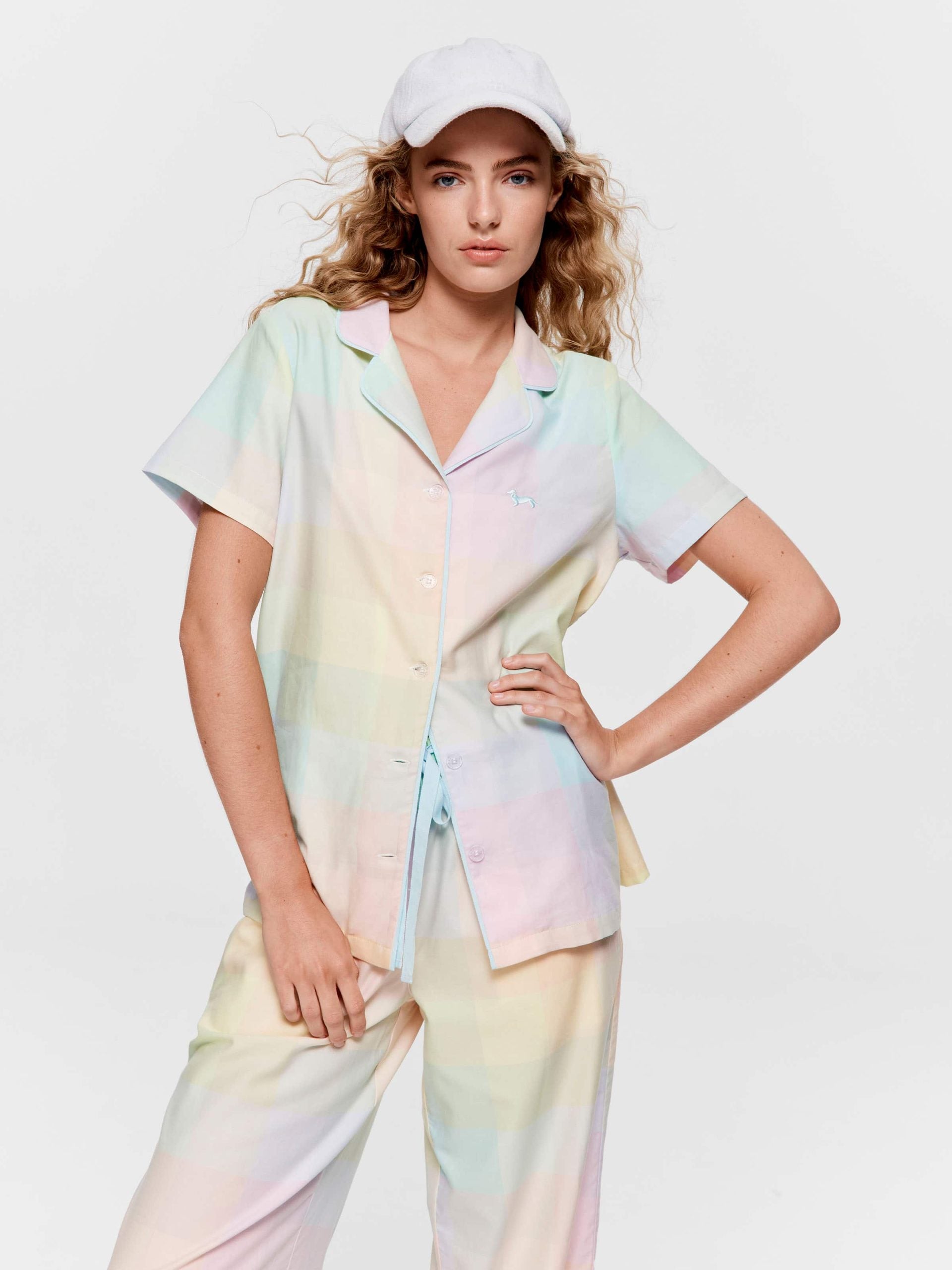 Rainbow Check Short Sleeve & Pant Pj Set multi image 3