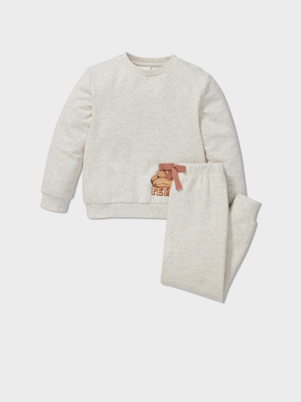 Jnr Kids Sleepy Bear Long Pj Set oatmeal image 0