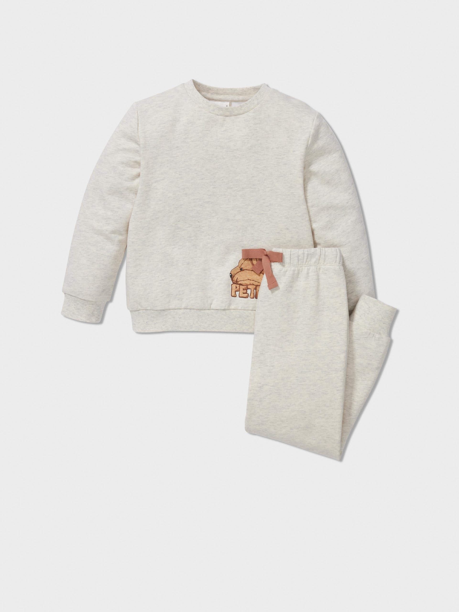 Jnr Kids Sleepy Bear Long Pj Set oatmeal image 0
