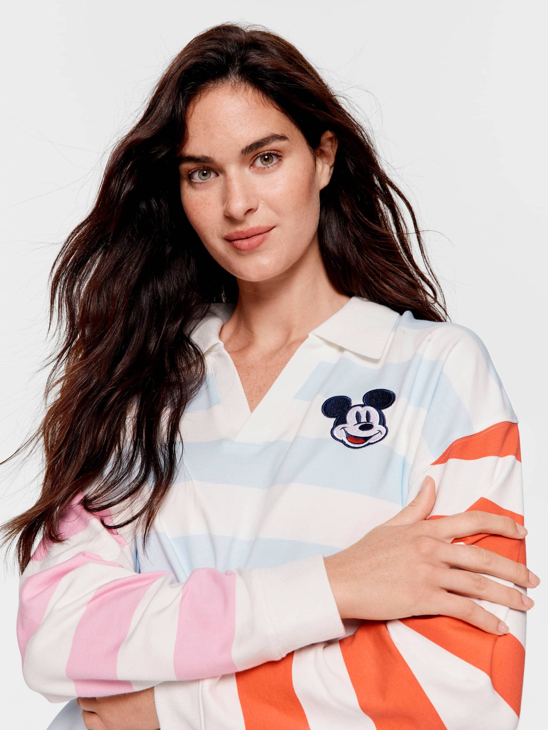 Pastel Stripe Mickey Mouse Collared Sweater Multi image 0